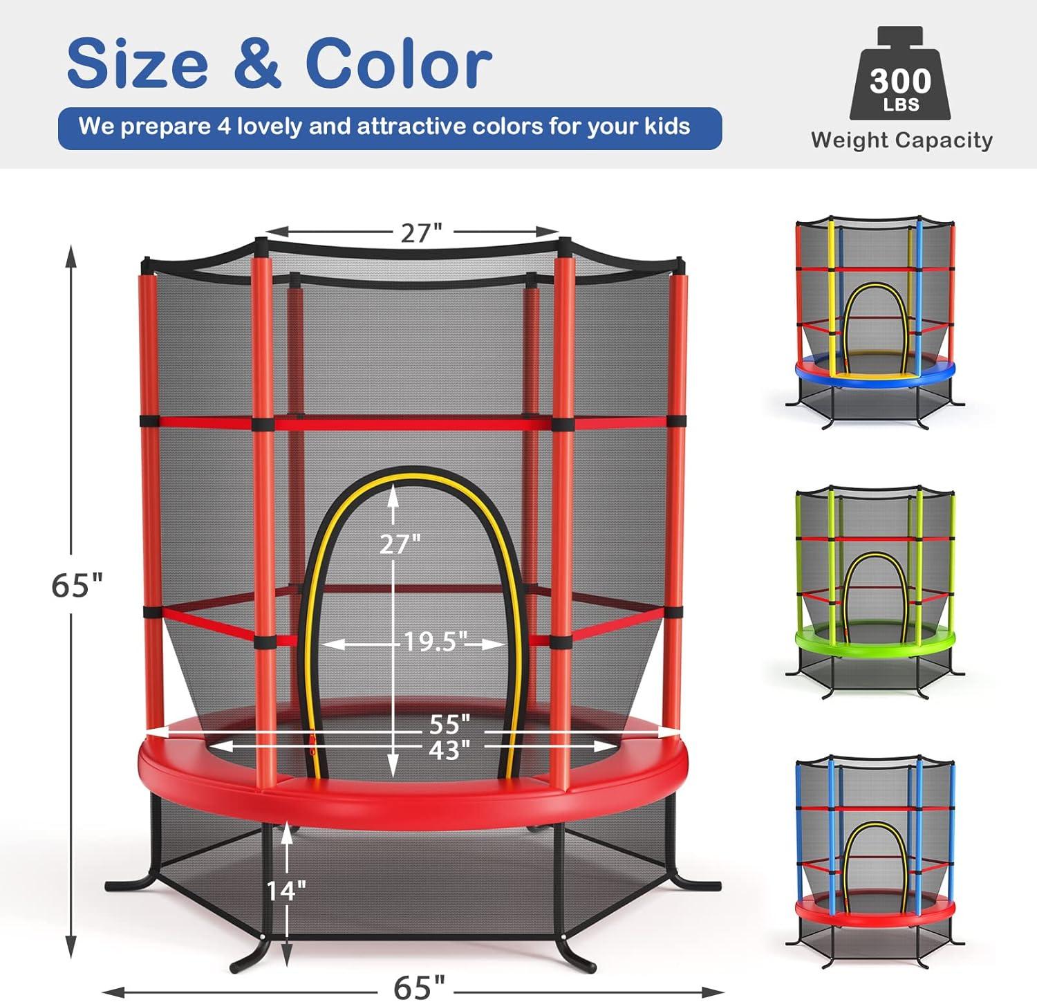 image:imageGiantex 55 Mini Kids Trampoline With Safety Enclosure Net ASTM Approved NoGap Safe Design Easy to Assemble 46 Ft Outdoor Indoor Small ToddlerRed