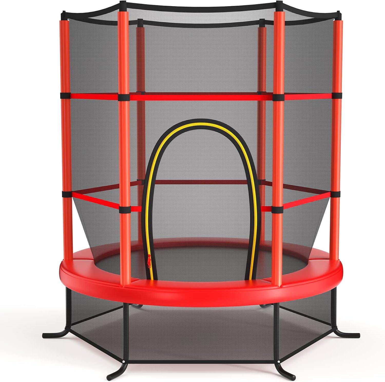 image:imageGiantex 55 Mini Kids Trampoline With Safety Enclosure Net ASTM Approved NoGap Safe Design Easy to Assemble 46 Ft Outdoor Indoor Small ToddlerRed