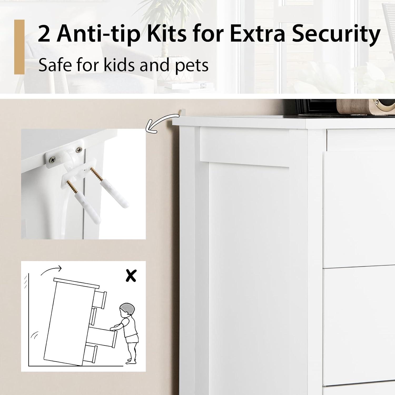 image:imageGiantex 5Drawer Dresser for Bedroom 415 Storage Cabinet with 5 Drawers AntiTip Kit Multipurpose Clothes Organizer Chest of Drawers for Closet Nursery Entryway Storage Floor Cabinet BlackWhite