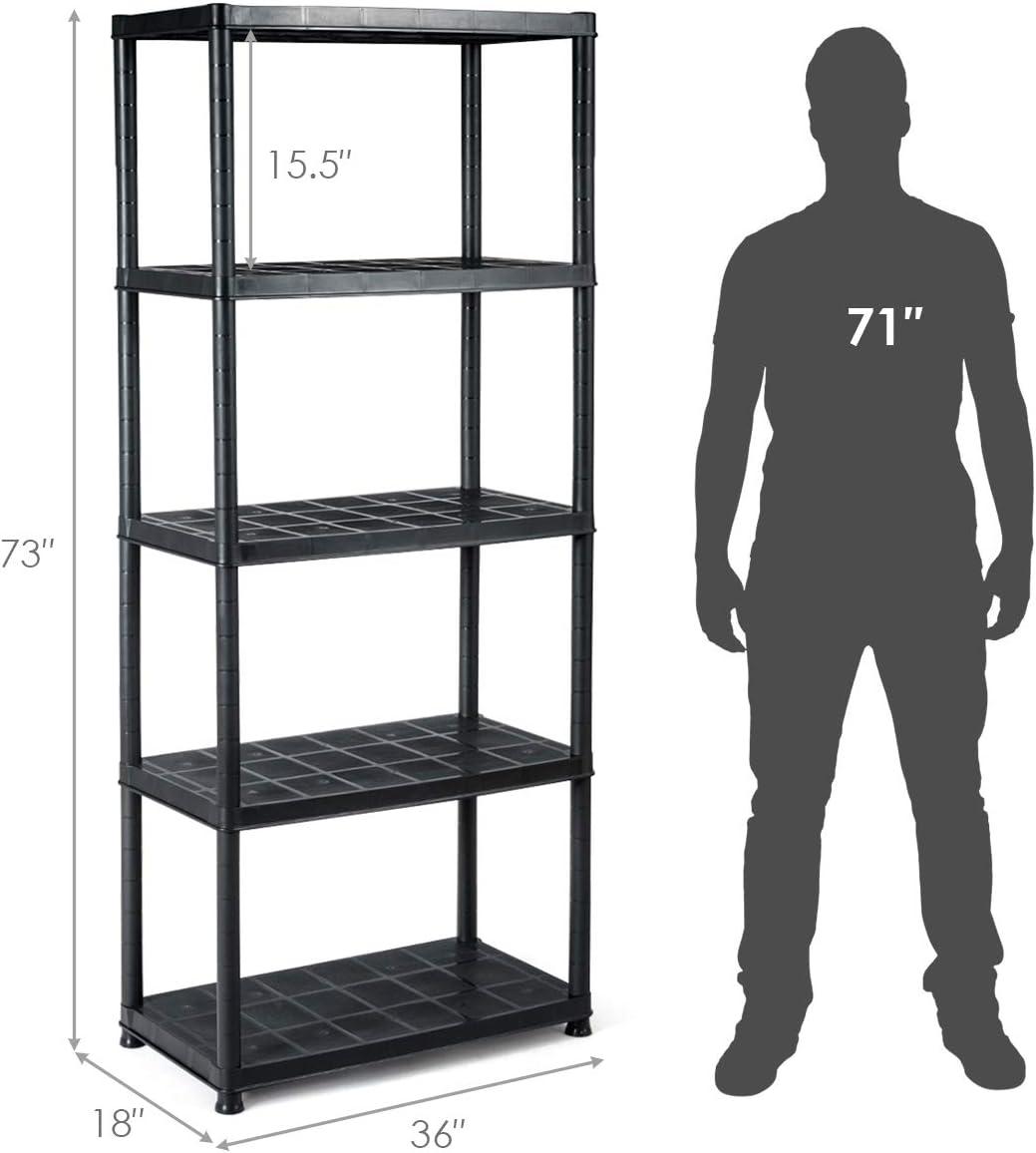 image:imageGiantex 5Tier Ventilated Shelving Storage RackFree Standing MultiUse Shelf Unit No Tools Required 335L X 16W X 73H1