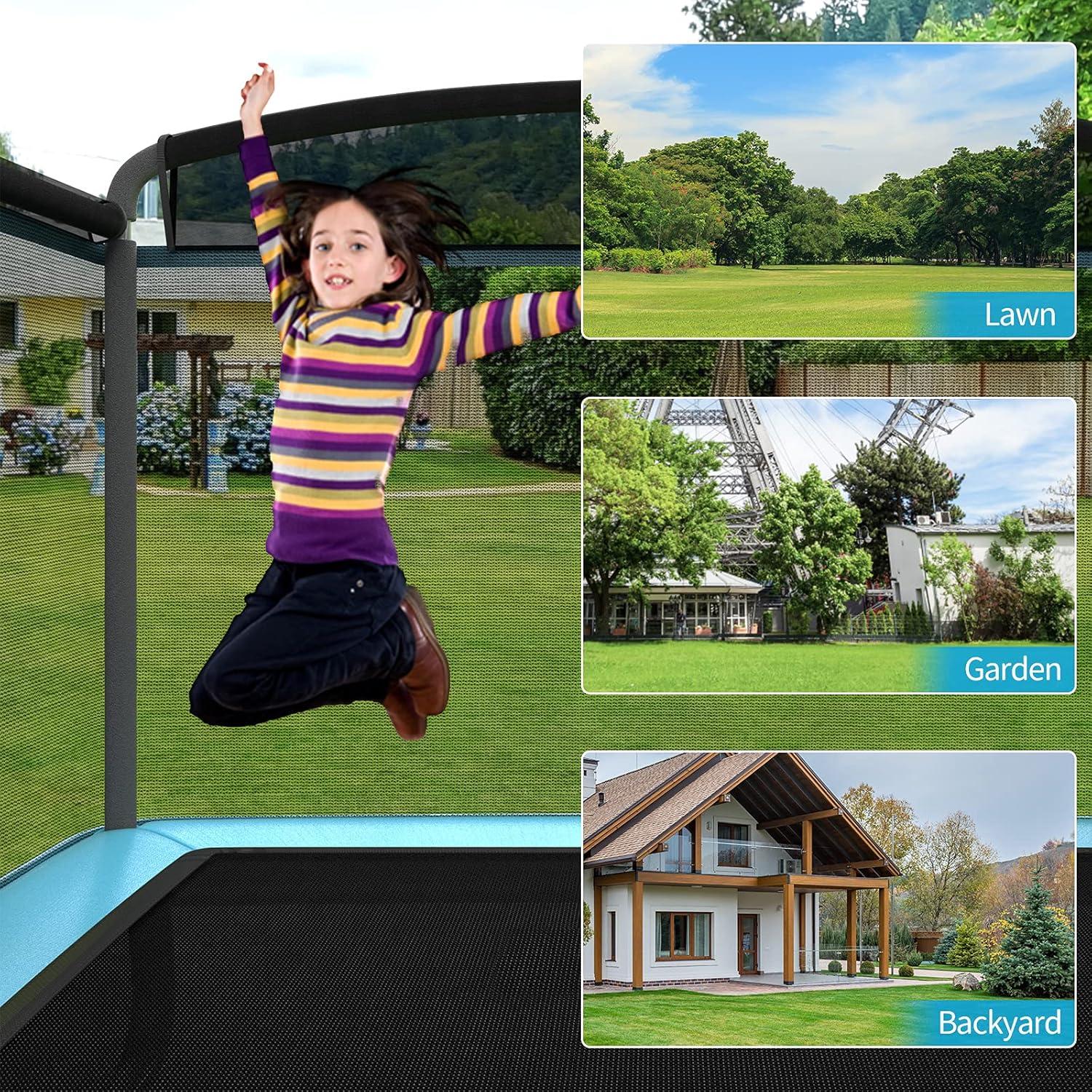 image:imageGiantex 6 FT Trampoline for Kids Toddler Rebounder with Swing amp Safety Enclosure Net ASTM Approved Rectangle Indoor amp Outdoor Mini Kids TrampolineBlue