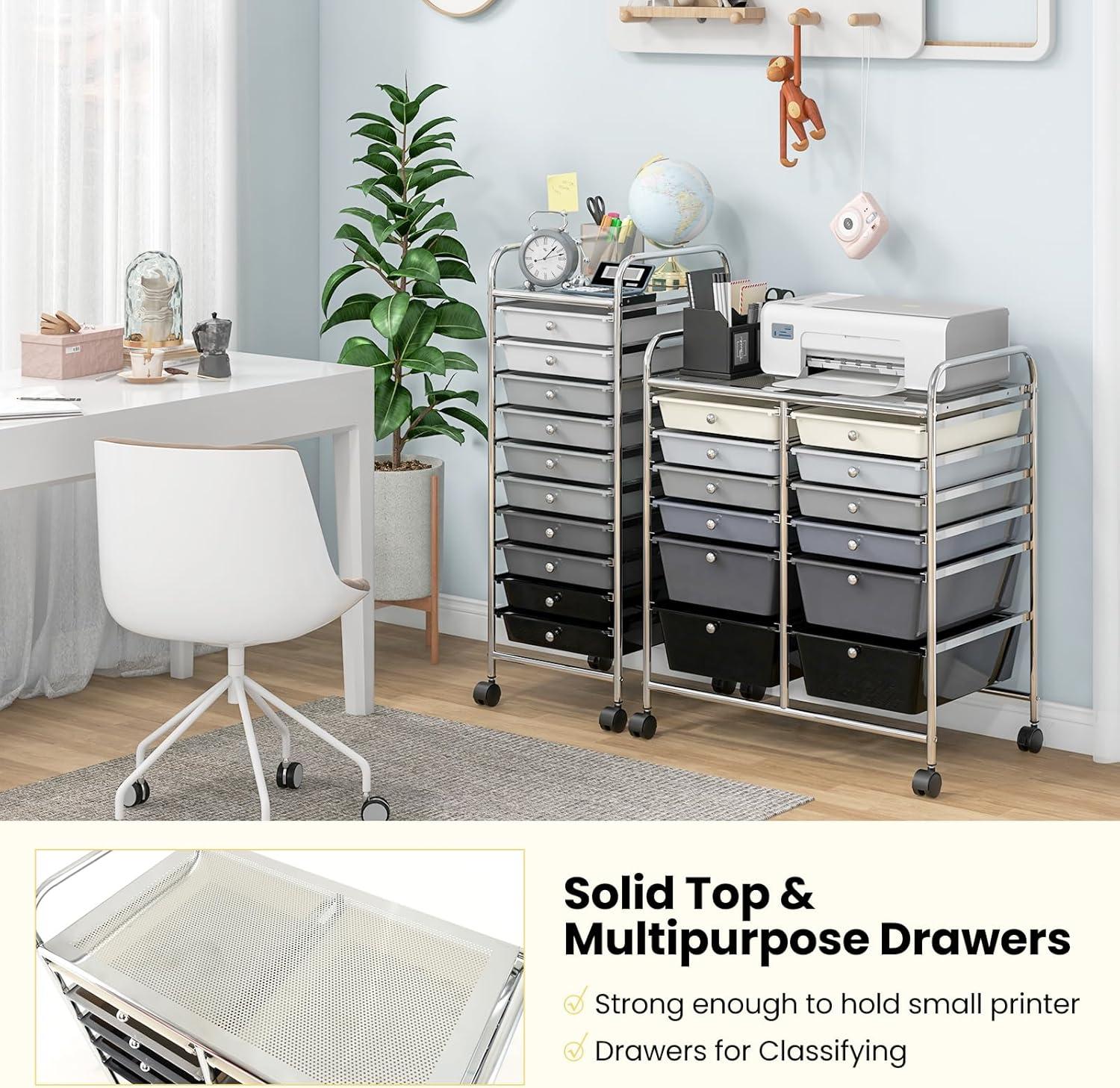 image:imageGiantex 6 Storage Drawer Cart Rolling Organizer Cart for Tools Scrapbook Paper Home Office School Multipurpose Mobile Utility Cart Black GradientBlack Gradient