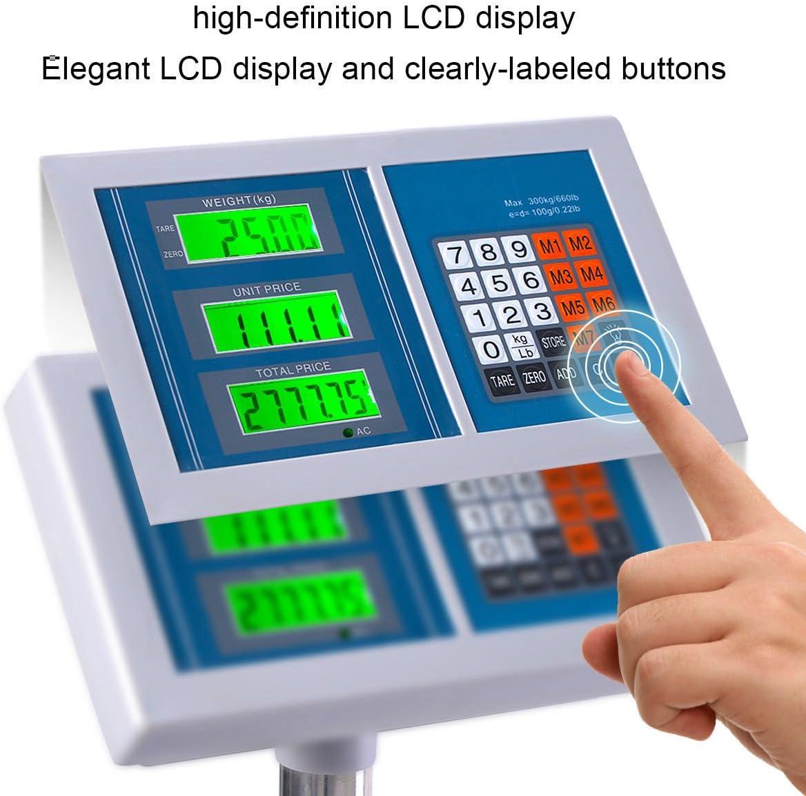 image:imageGiantex 660lbs Weight Computing Digital Scale Floor Platform Scale Postal Scale Accurate Shipping Mailing LBKG Price Calculator Stainless Steel HighDefinition Display Screen