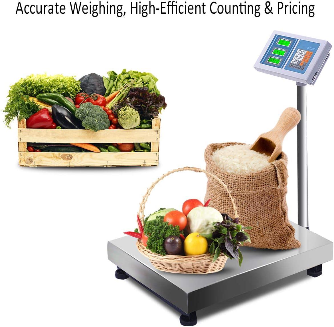image:imageGiantex 660lbs Weight Computing Digital Scale Floor Platform Scale Postal Scale Accurate Shipping Mailing LBKG Price Calculator Stainless Steel HighDefinition Display Screen