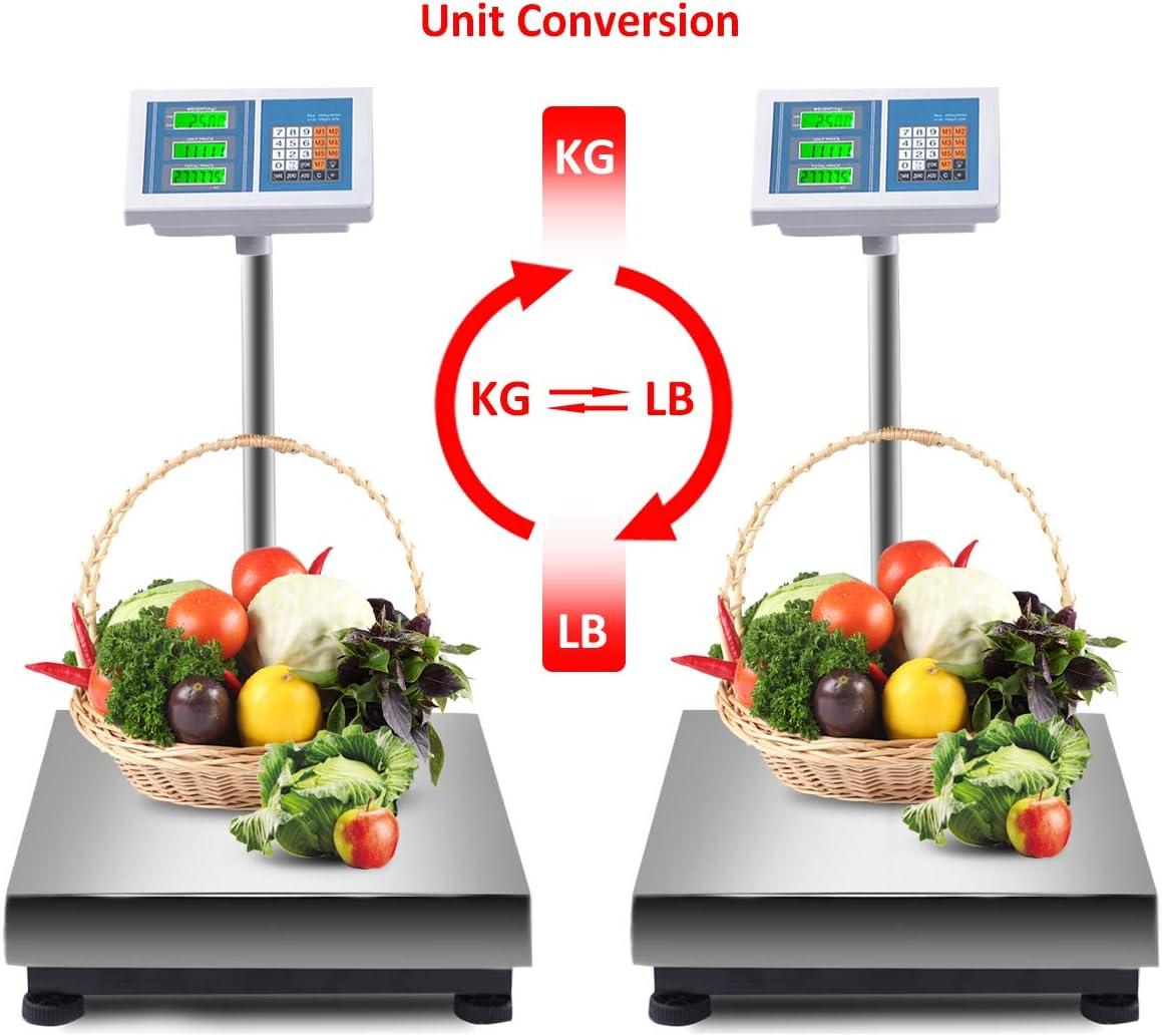 image:imageGiantex 660lbs Weight Computing Digital Scale Floor Platform Scale Postal Scale Accurate Shipping Mailing LBKG Price Calculator Stainless Steel HighDefinition Display Screen