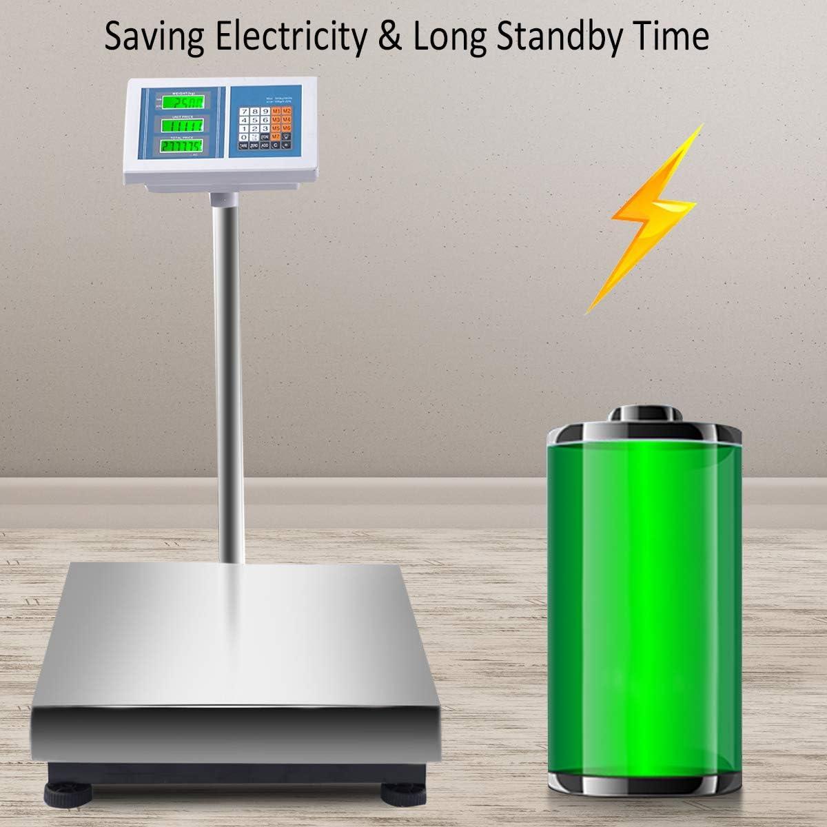 image:imageGiantex 660lbs Weight Computing Digital Scale Floor Platform Scale Postal Scale Accurate Shipping Mailing LBKG Price Calculator Stainless Steel HighDefinition Display Screen