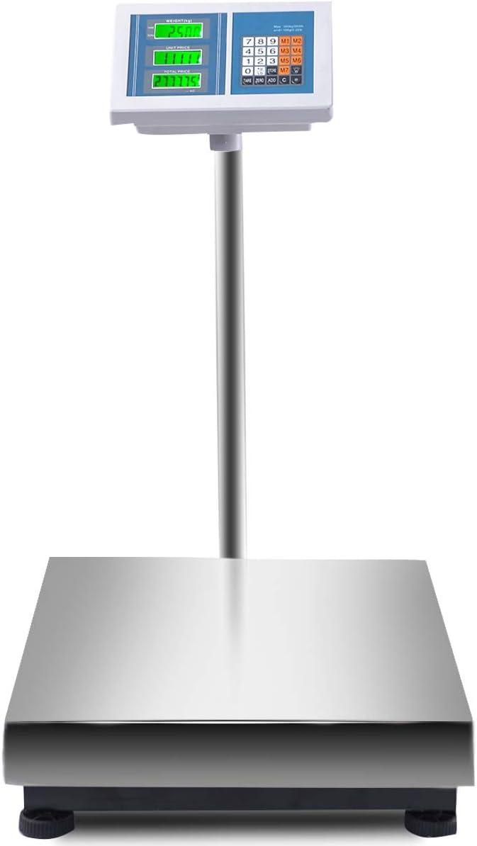 image:imageGiantex 660lbs Weight Computing Digital Scale Floor Platform Scale Postal Scale Accurate Shipping Mailing LBKG Price Calculator Stainless Steel HighDefinition Display Screen