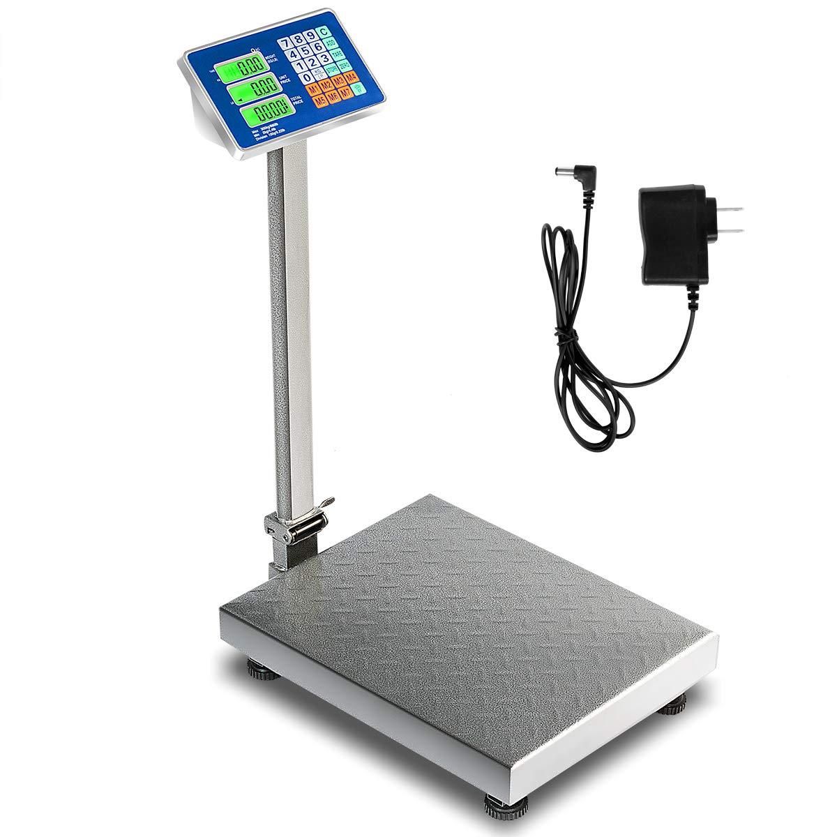 image:imageGiantex 660lbs Weight Computing Digital Scale Floor Platform Scale for Weighing Luggage Package Shipping Mailing Postal Scale with Accurate LBKG Price Calculator HighDefinition Display SilverSilver