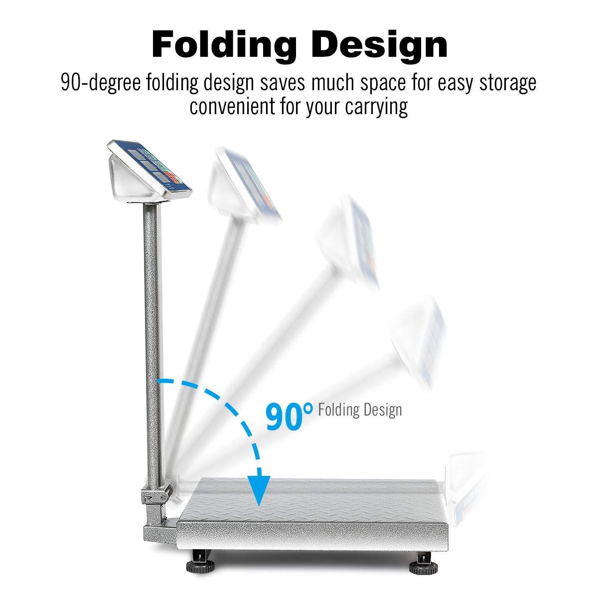 image:imageGiantex 660lbs Weight Computing Digital Scale Floor Platform Scale for Weighing Luggage Package Shipping Mailing Postal Scale with Accurate LBKG Price Calculator HighDefinition Display SilverSilver