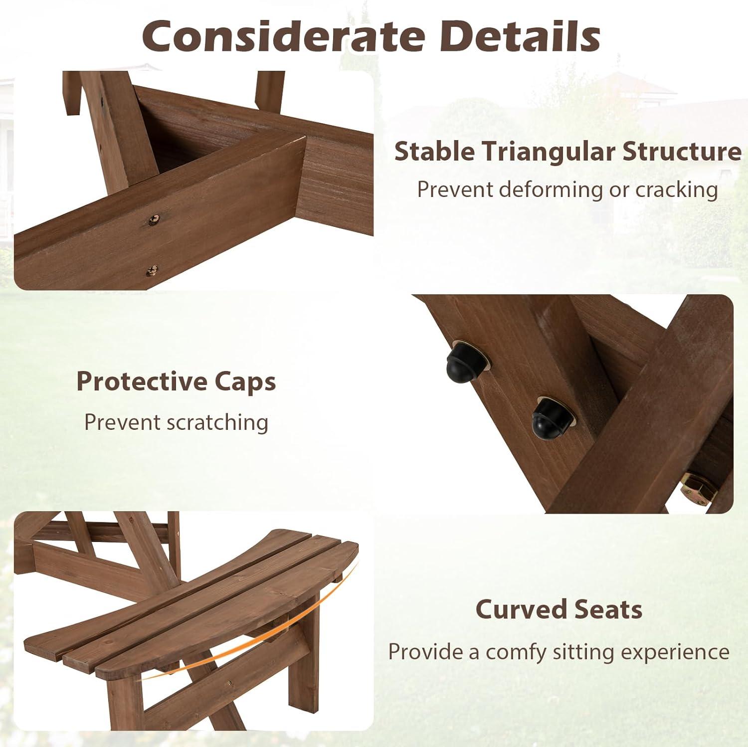 image:imageGiantex 6Person Round Picnic Table Set with 3 Benches 550 LBS Bench Capacity 2 Umbrella Hole Circular Outdoor Wood Dining Table amp Chairs for Patio Yard Garden Porch Deck 68x62x28BrownBrown