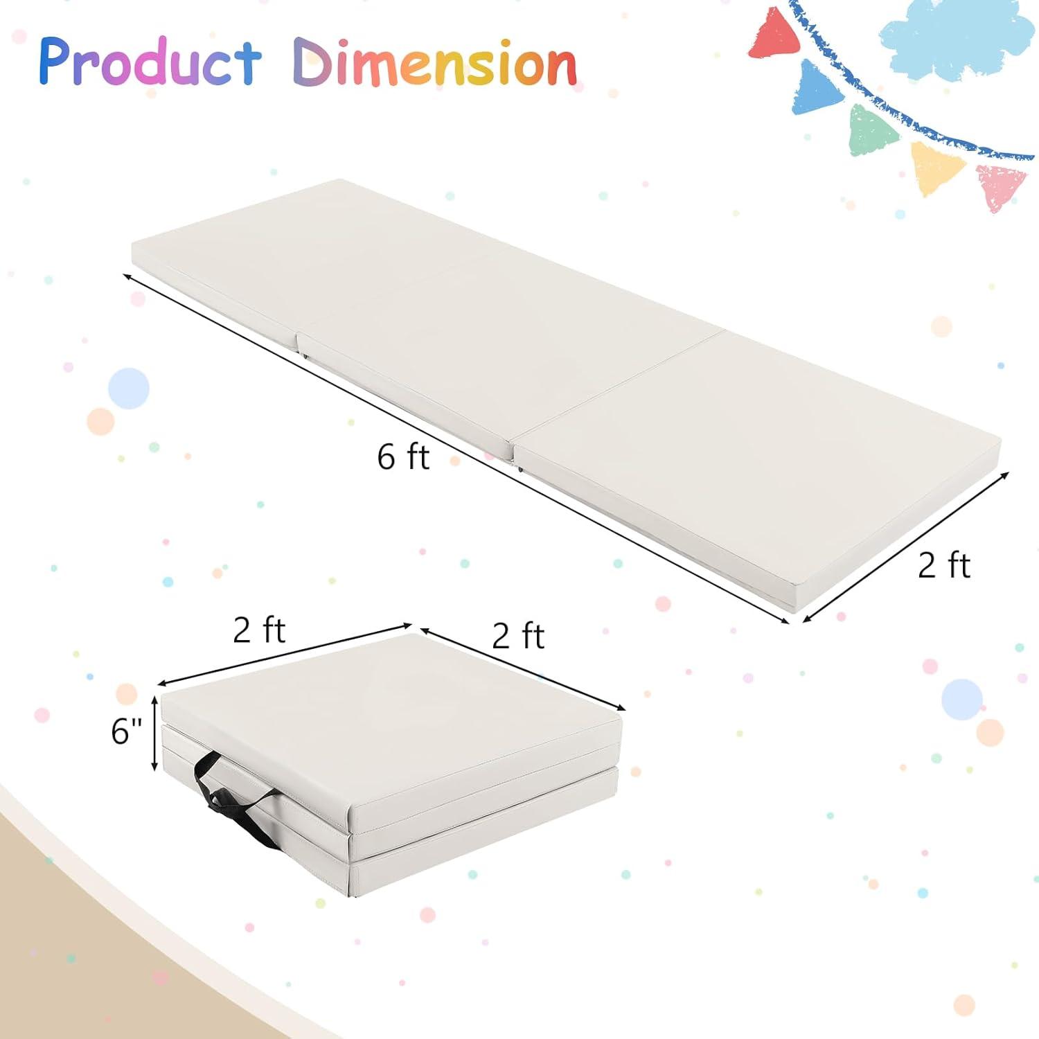image:imageGiantex 6x 2 Gymnastics Mat 2 Thick Folding Tumbling Mat with Hook and Loop Fastener Foldable Gym Mat with Carrying Handles Cheer Mats for Kids Adults Home Exercise Aerobics FitnessGrey