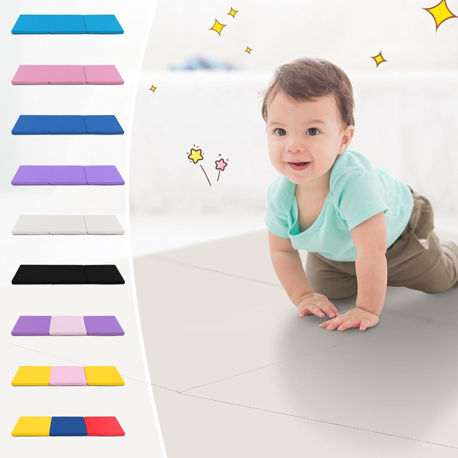 image:imageGiantex 6x 2 Gymnastics Mat 2 Thick Folding Tumbling Mat with Hook and Loop Fastener Foldable Gym Mat with Carrying Handles Cheer Mats for Kids Adults Home Exercise Aerobics FitnessGrey