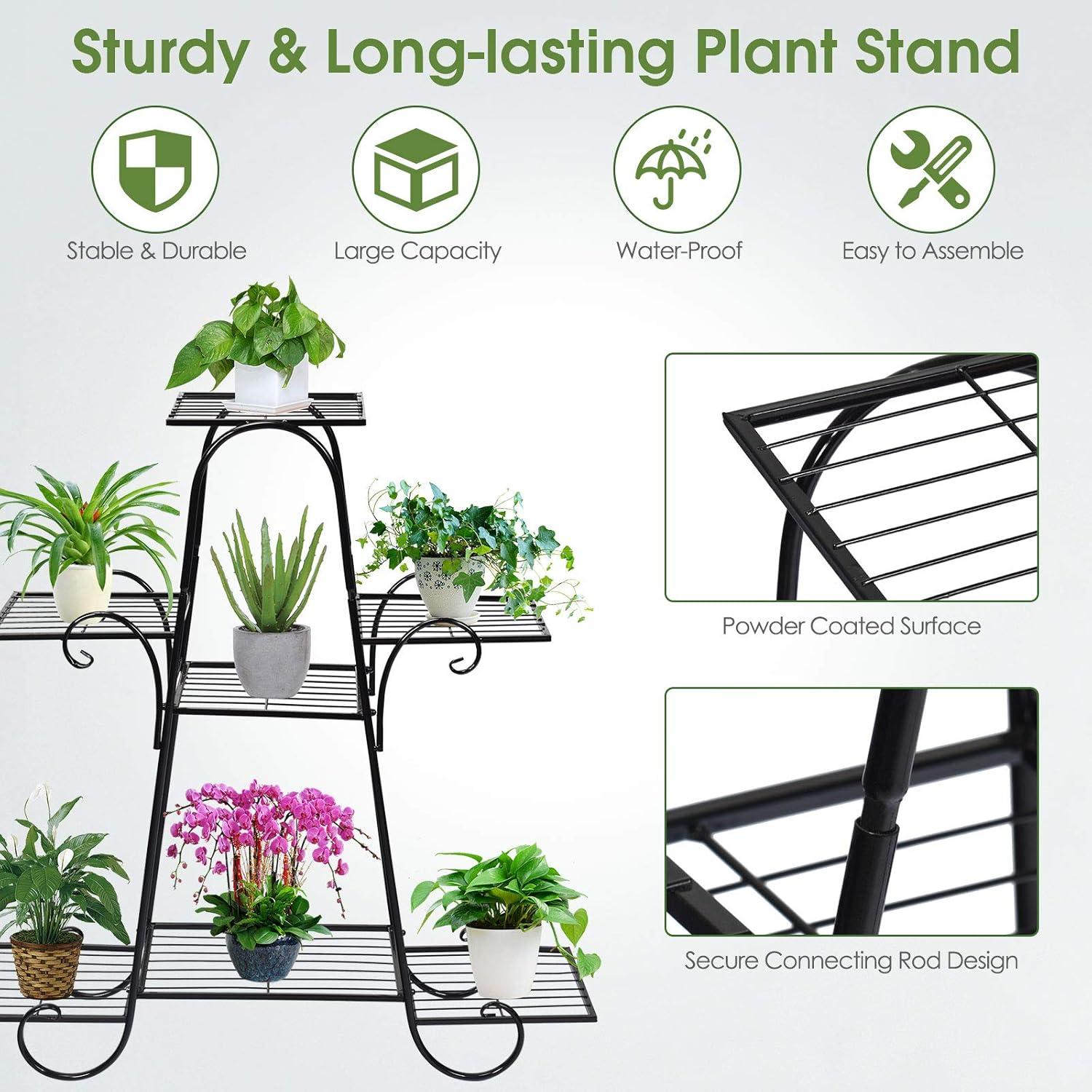 image:imageGiantex 7 Tiers Metal Plant Stand Flower Pots Holder Plant Display Rack for Patio Garden Balcony Home Indoor Outdoor Storage Shelf Decorative Planter Vertical Flowerpot Holder 7 Tier7 Tier