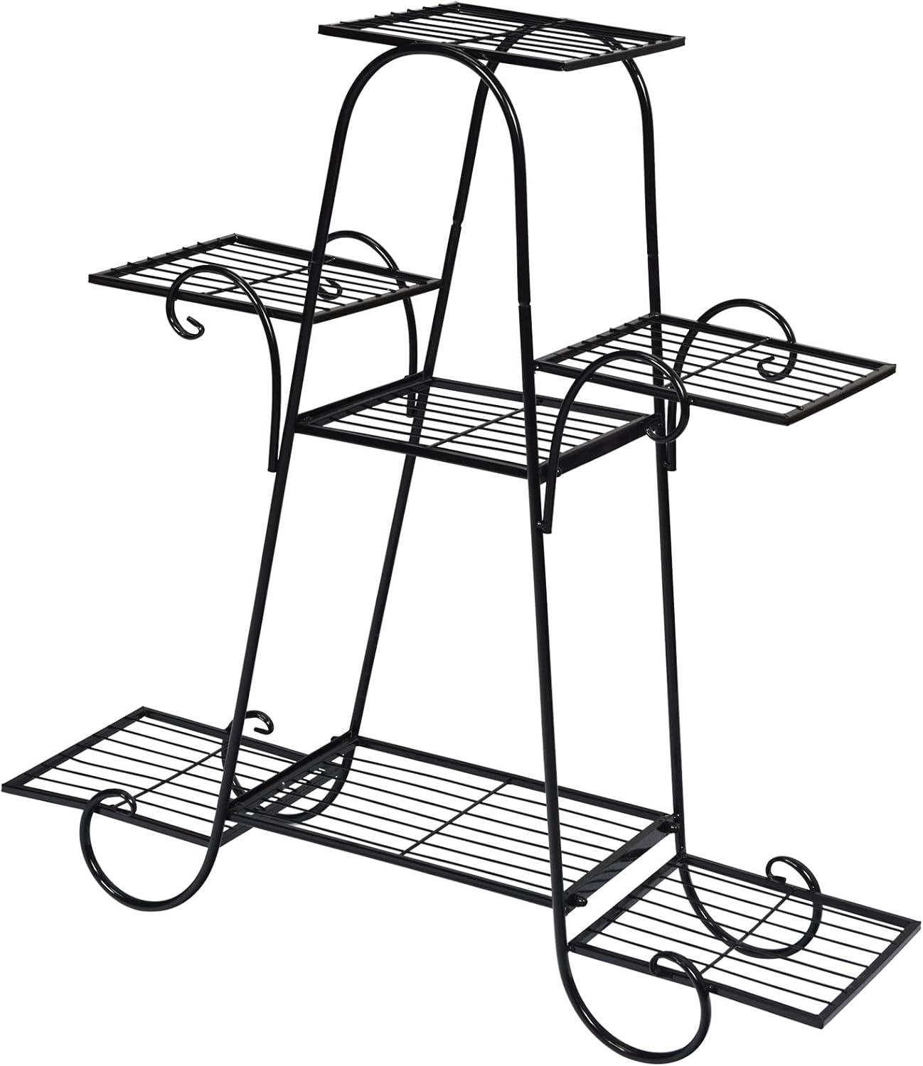 image:imageGiantex 7 Tiers Metal Plant Stand Flower Pots Holder Plant Display Rack for Patio Garden Balcony Home Indoor Outdoor Storage Shelf Decorative Planter Vertical Flowerpot Holder 7 Tier7 Tier