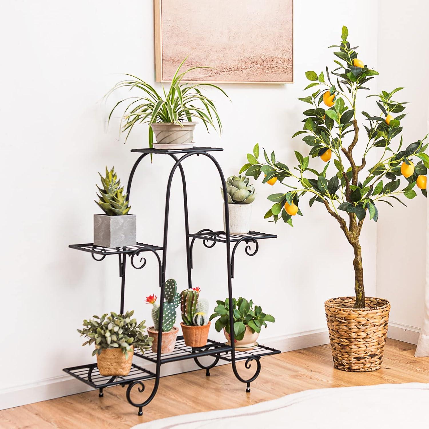 image:imageGiantex 7 Tiers Metal Plant Stand Flower Pots Holder Plant Display Rack for Patio Garden Balcony Home Indoor Outdoor Storage Shelf Decorative Planter Vertical Flowerpot Holder 7 Tier6 Tier