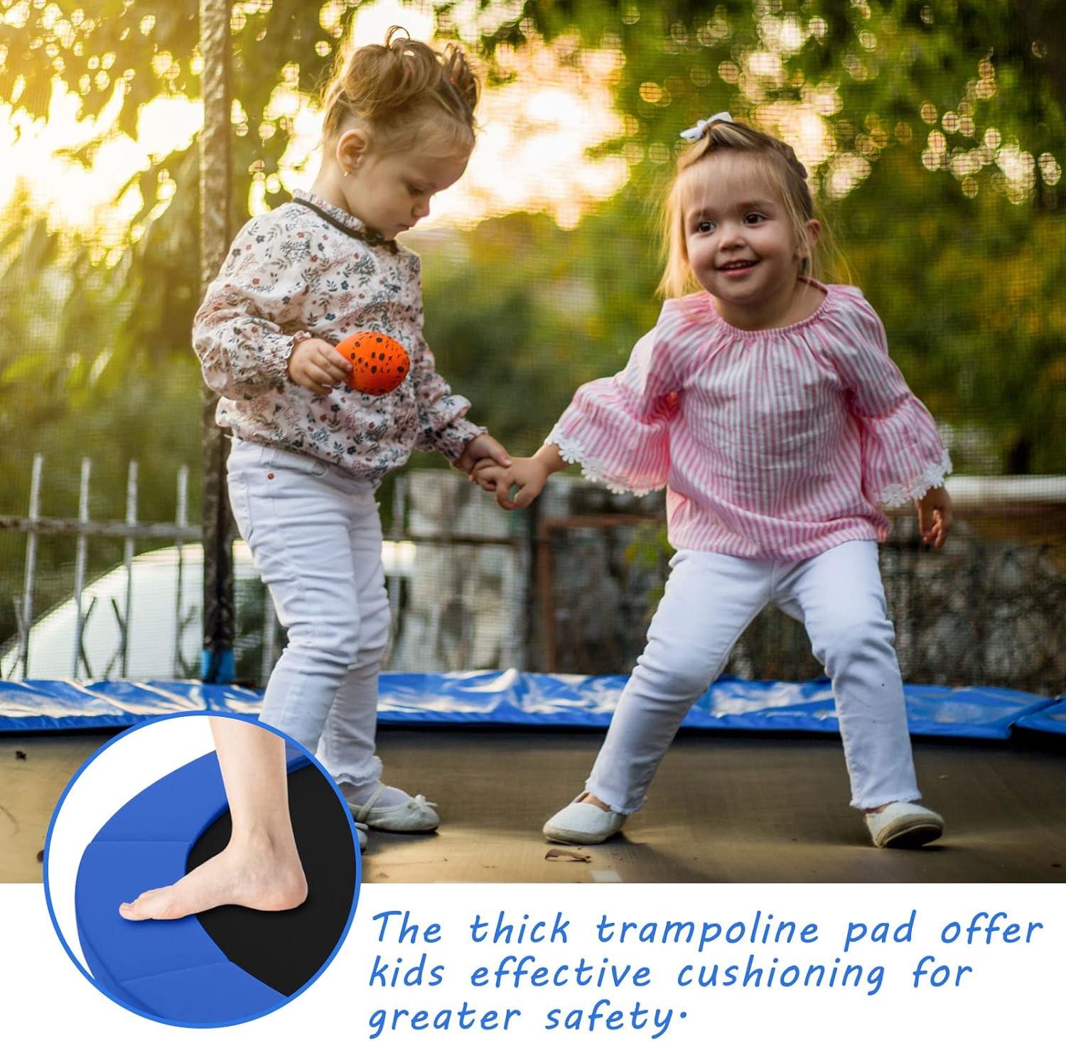 image:imageGiantex 8Ft 10Ft 12Ft 14Ft 15Ft 16Ft Trampoline Pad TearResistant Edge Cover Springs Protection Pad All Weather Replacement Trampoline Safety PadBlue