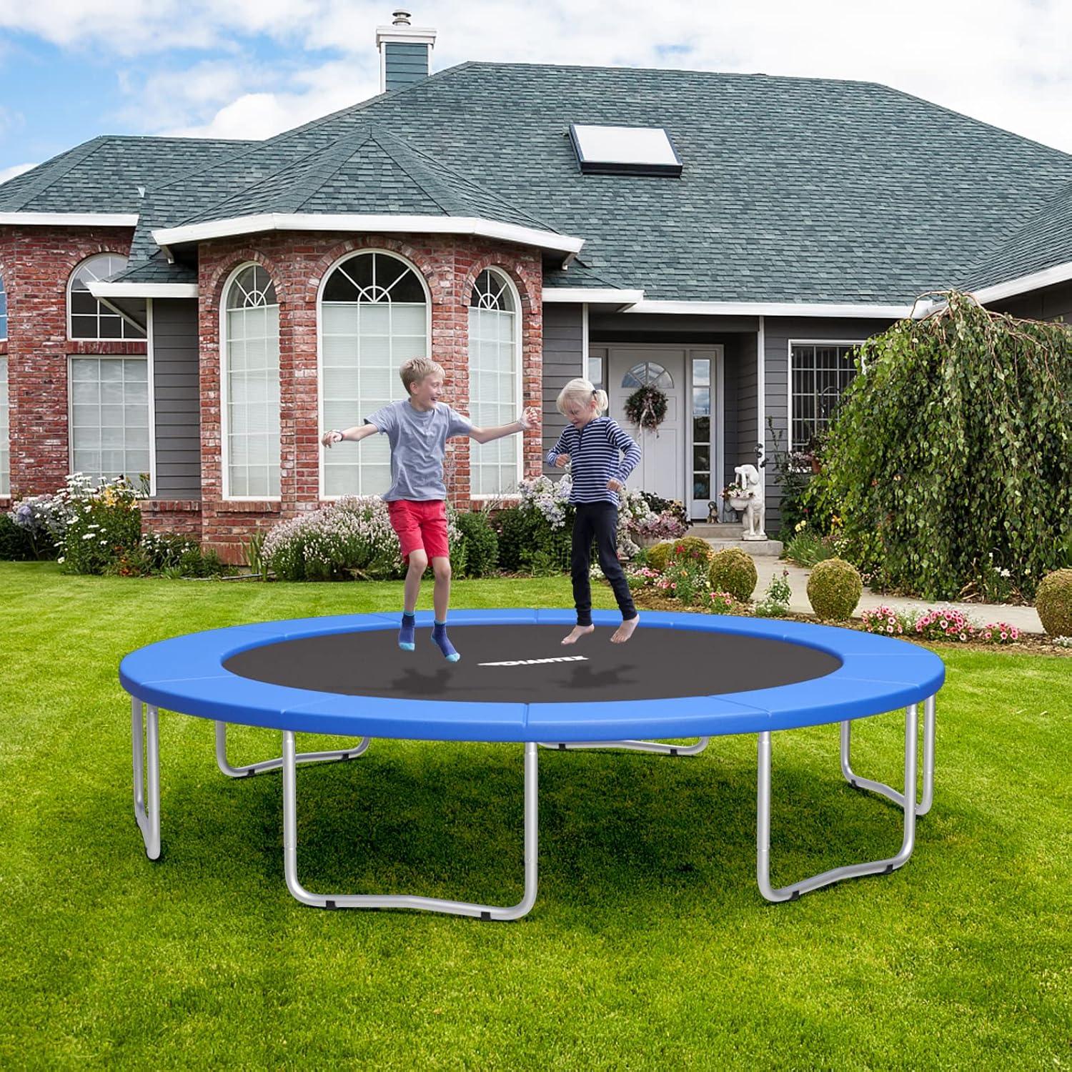 image:imageGiantex 8Ft 10Ft 12Ft 14Ft 15Ft 16Ft Trampoline Pad TearResistant Edge Cover Springs Protection Pad All Weather Replacement Trampoline Safety PadBlue