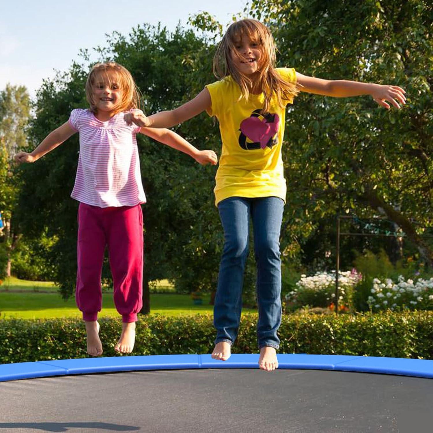 image:imageGiantex 8Ft 10Ft 12Ft 14Ft 15Ft 16Ft Trampoline Pad TearResistant Edge Cover Springs Protection Pad All Weather Replacement Trampoline Safety PadBlue