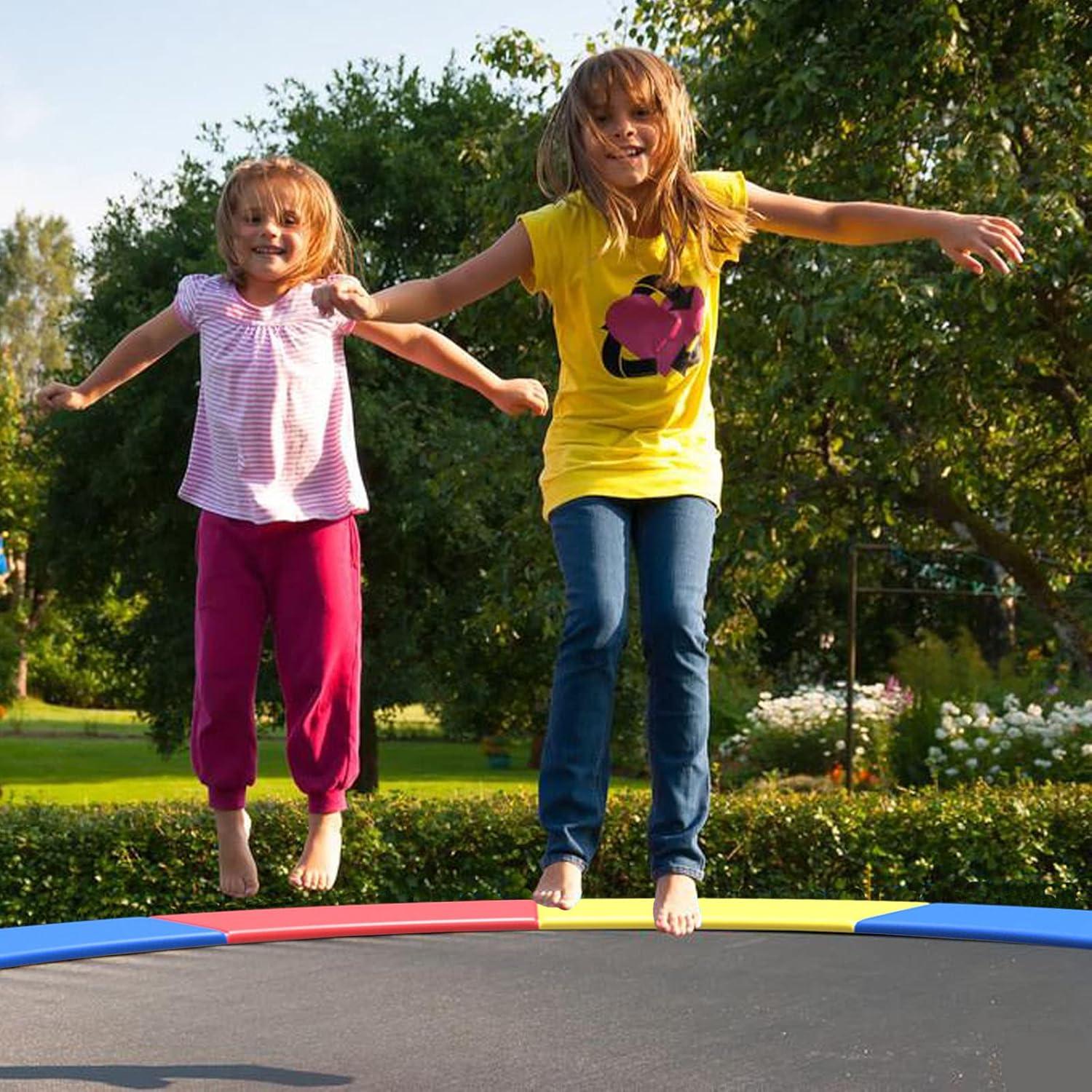 image:imageGiantex 8Ft 10Ft 12Ft 14Ft 15Ft 16Ft Trampoline Pad TearResistant Edge Cover Springs Protection Pad All Weather Replacement Trampoline Safety PadRainbow