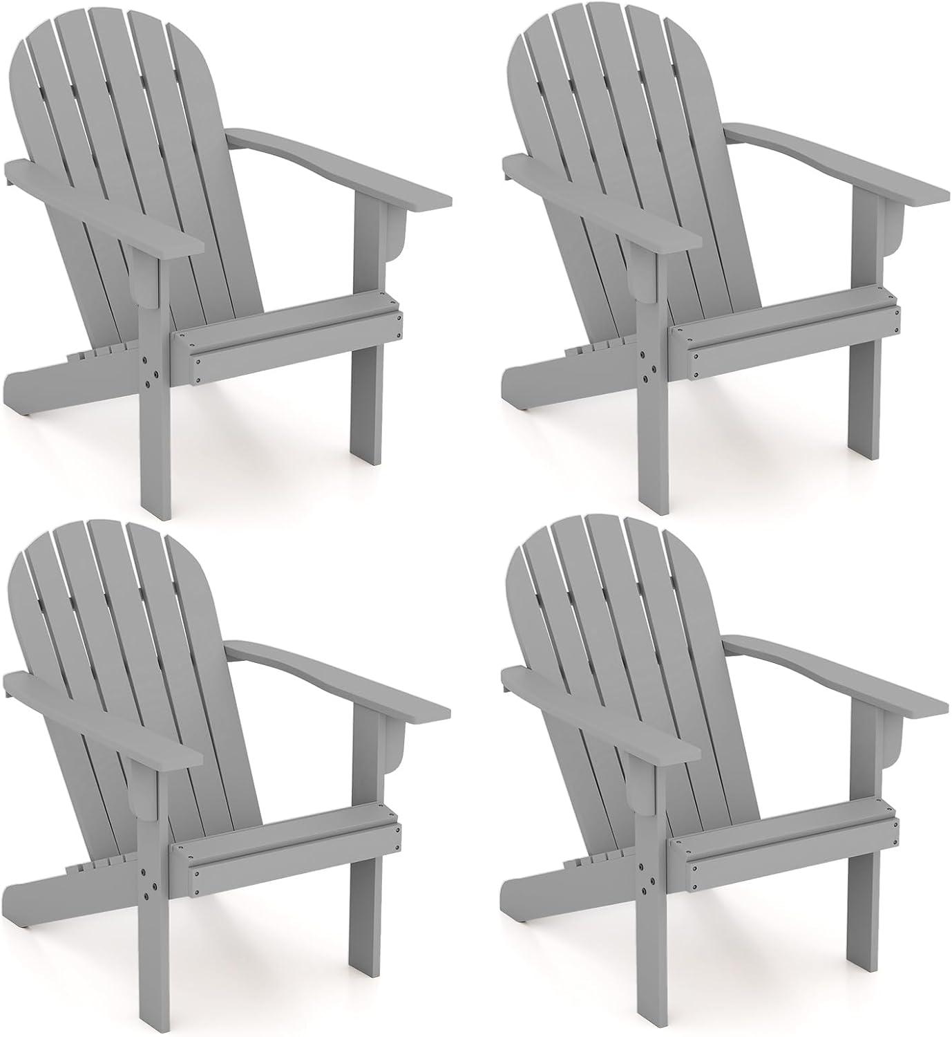 image:imageGiantex Acacia Wood Adirondack Chair Outdoor Fire Pit Chair with 105 Inclined Seat High Backrest 4 Wide Armrests Patio Lounge Chair for Outside Lawn Backyard Garden Deck Porch 1 GreyGrey
