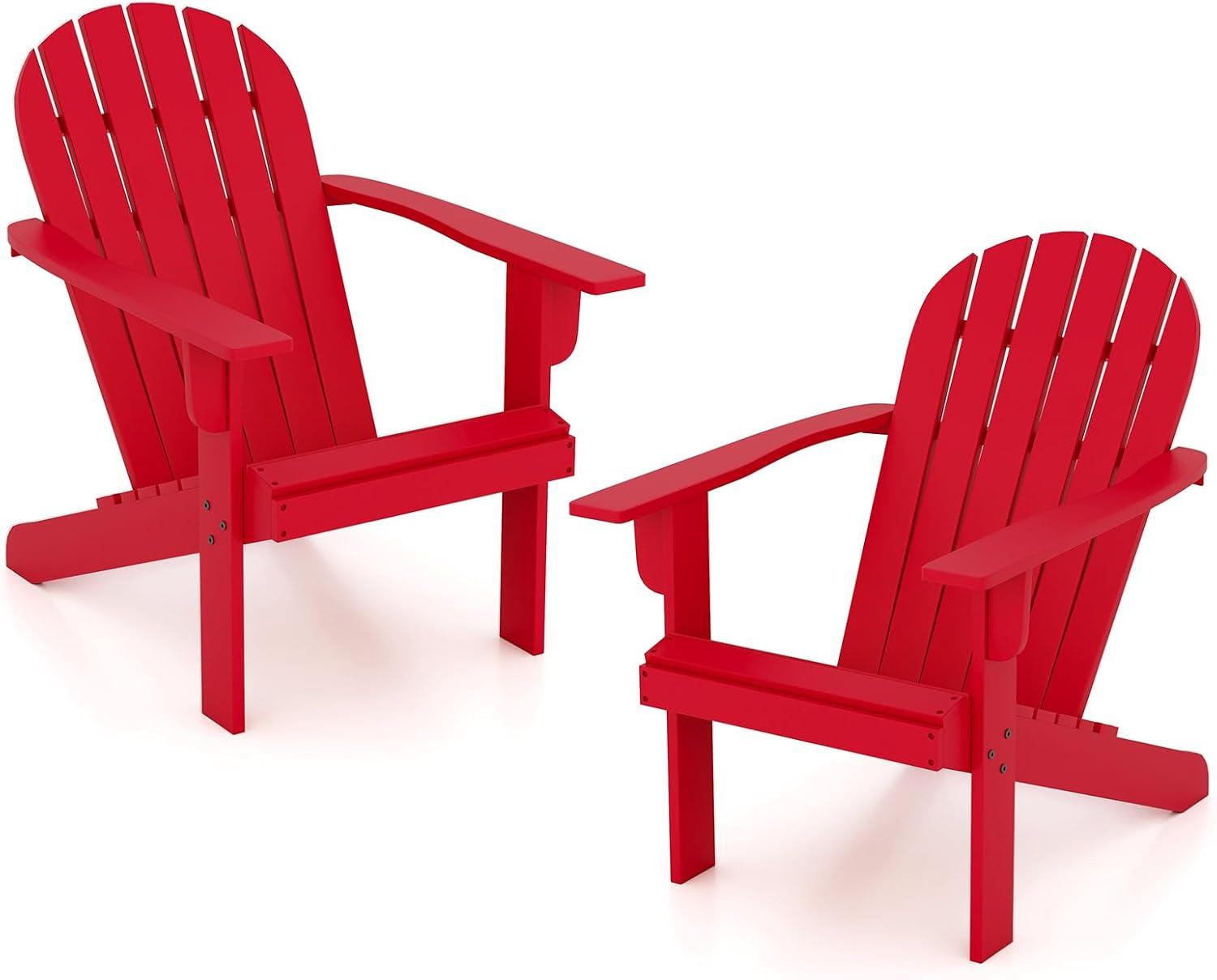 image:imageGiantex Acacia Wood Adirondack Chair Outdoor Fire Pit Chair with 105 Inclined Seat High Backrest 4 Wide Armrests Patio Lounge Chair for Outside Lawn Backyard Garden Deck Porch 1 GreyRed