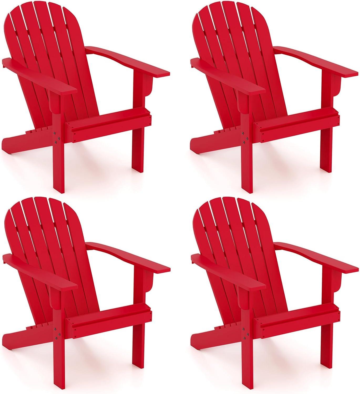 image:imageGiantex Acacia Wood Adirondack Chair Outdoor Fire Pit Chair with 105 Inclined Seat High Backrest 4 Wide Armrests Patio Lounge Chair for Outside Lawn Backyard Garden Deck Porch 1 GreyRed