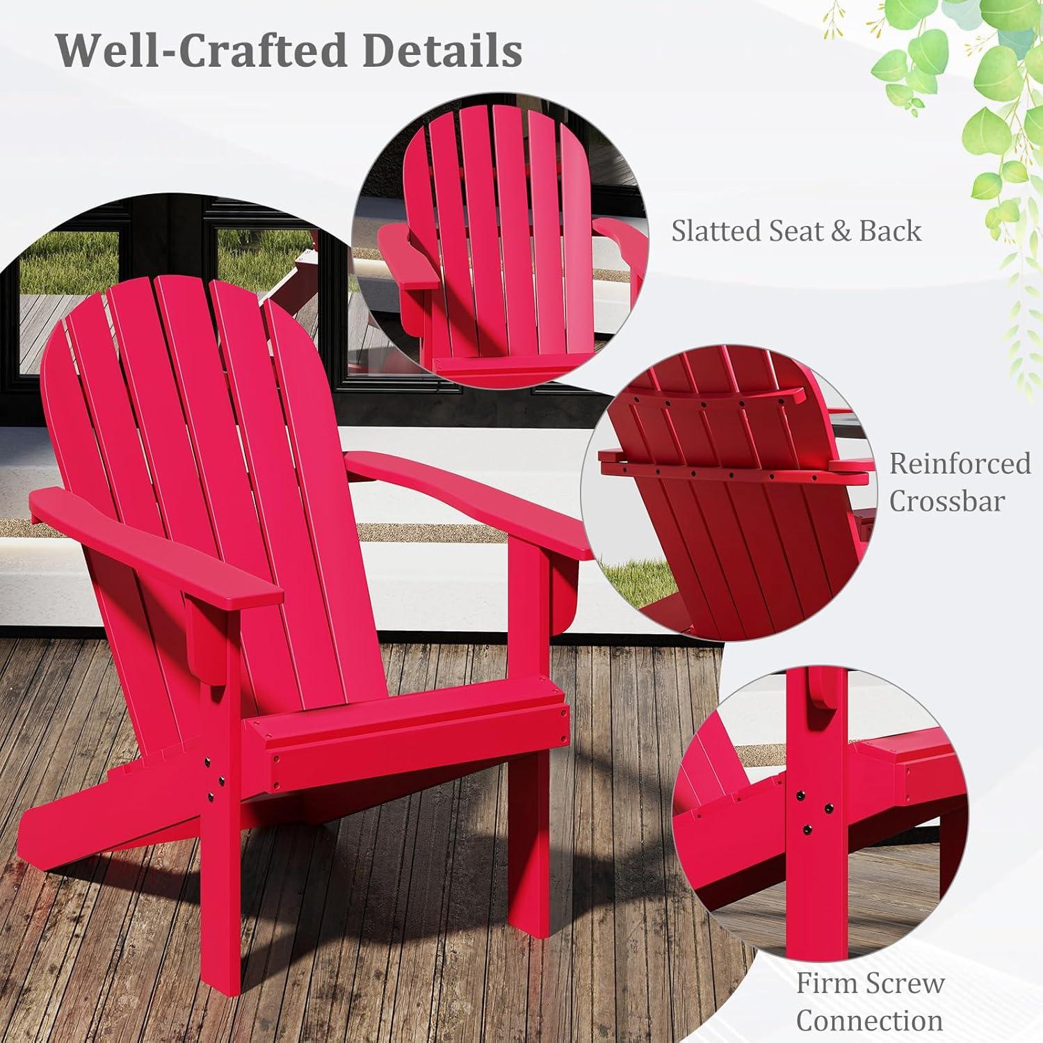 image:imageGiantex Acacia Wood Adirondack Chair Outdoor Fire Pit Chair with 105 Inclined Seat High Backrest 4 Wide Armrests Patio Lounge Chair for Outside Lawn Backyard Garden Deck Porch 1 GreyRed