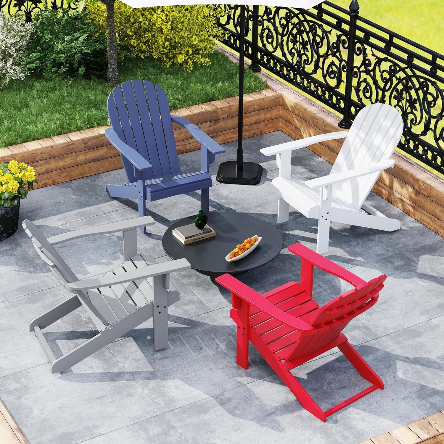 image:imageGiantex Acacia Wood Adirondack Chair Outdoor Fire Pit Chair with 105 Inclined Seat High Backrest 4 Wide Armrests Patio Lounge Chair for Outside Lawn Backyard Garden Deck Porch 1 GreyRed