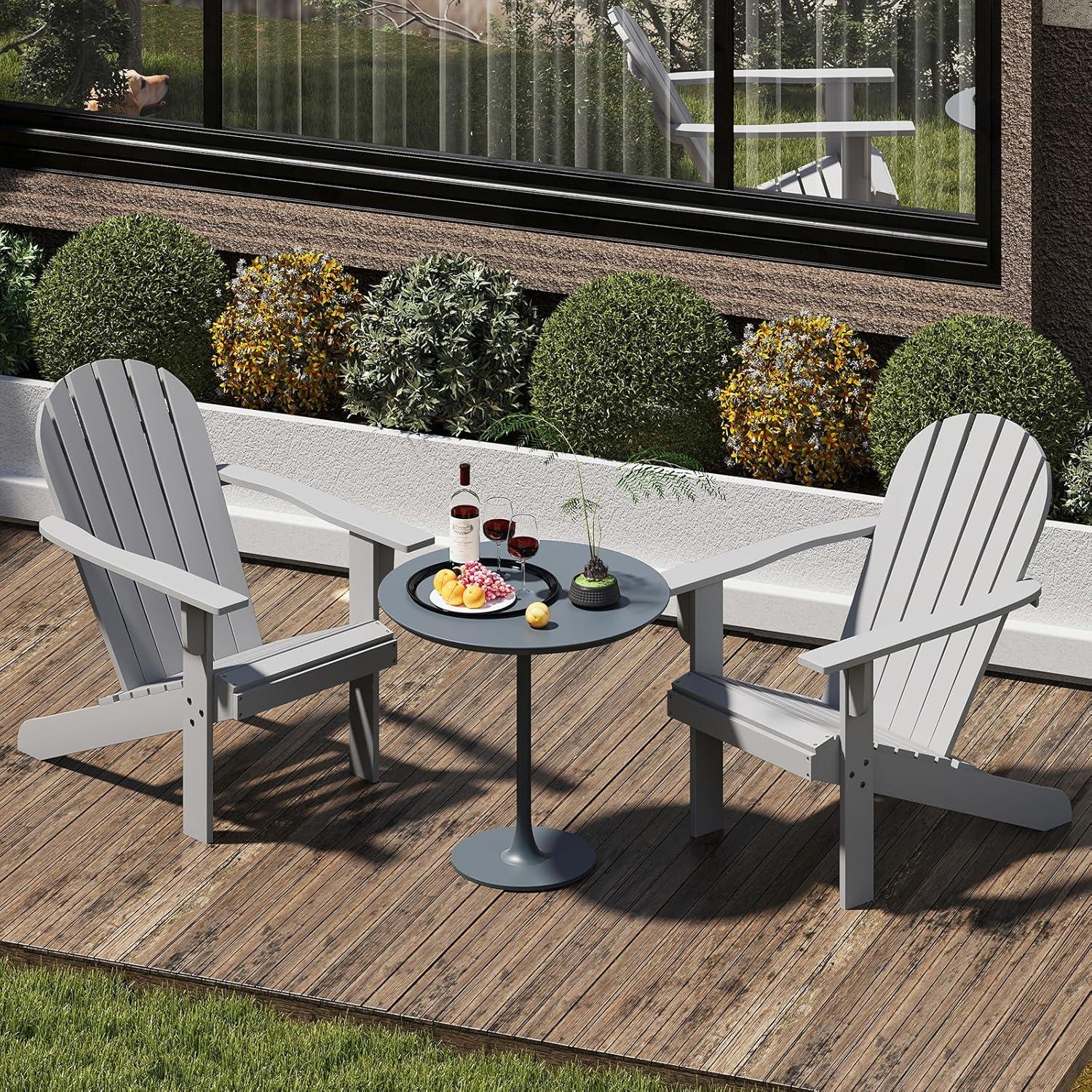 image:imageGiantex Acacia Wood Adirondack Chair Outdoor Fire Pit Chair with 105 Inclined Seat High Backrest 4 Wide Armrests Patio Lounge Chair for Outside Lawn Backyard Garden Deck Porch 1 GreyGrey