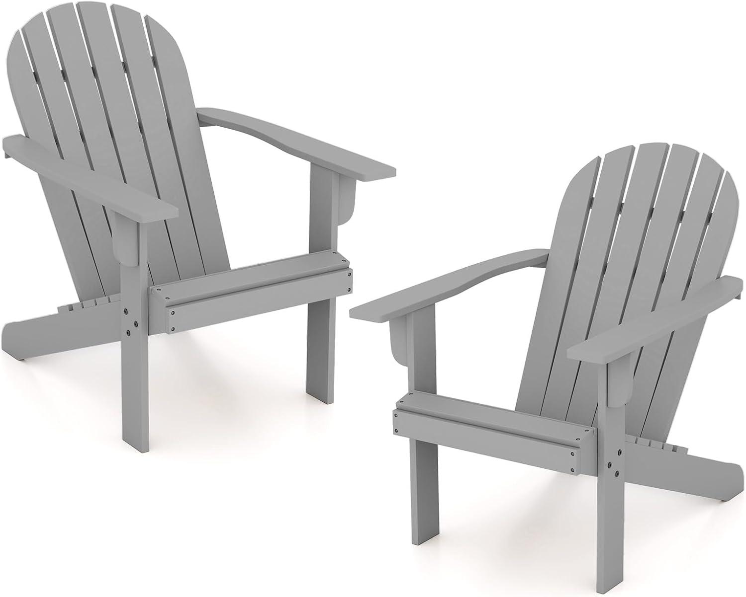 image:imageGiantex Acacia Wood Adirondack Chair Outdoor Fire Pit Chair with 105 Inclined Seat High Backrest 4 Wide Armrests Patio Lounge Chair for Outside Lawn Backyard Garden Deck Porch 1 GreyGrey
