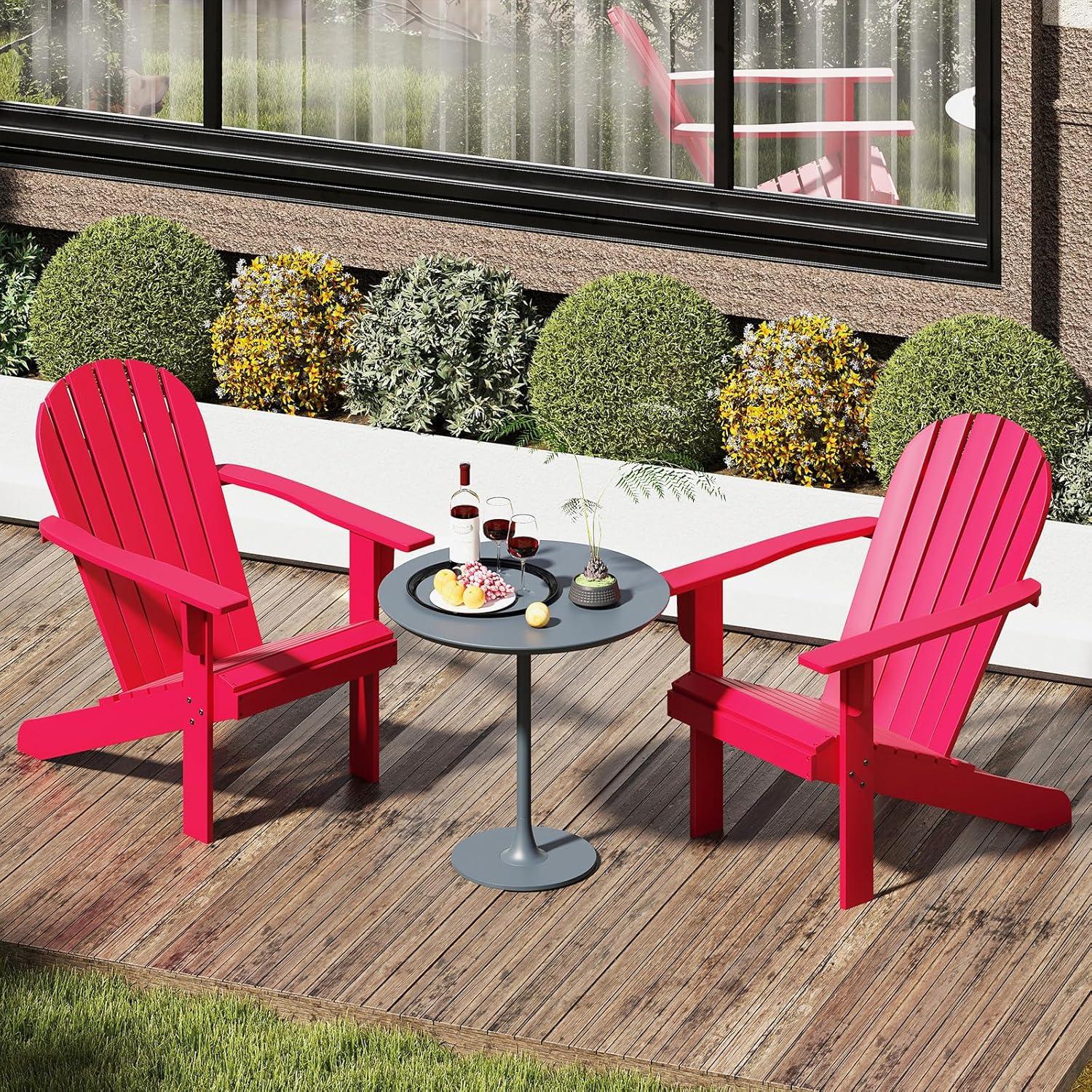 image:imageGiantex Acacia Wood Adirondack Chair Outdoor Fire Pit Chair with 105 Inclined Seat High Backrest 4 Wide Armrests Patio Lounge Chair for Outside Lawn Backyard Garden Deck Porch 1 GreyRed