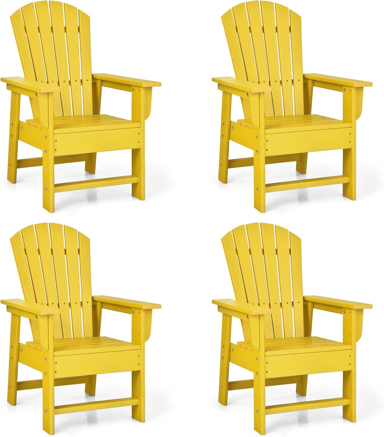 image:imageGiantex Adirondack Chair Kids HDPE Patio Lawn Chair with Ergonomic Backrest for Deck Porch Backyard Poolside Indoor Weather Resistance Toddler Outdoor Chair 4 TurquoiseYellow