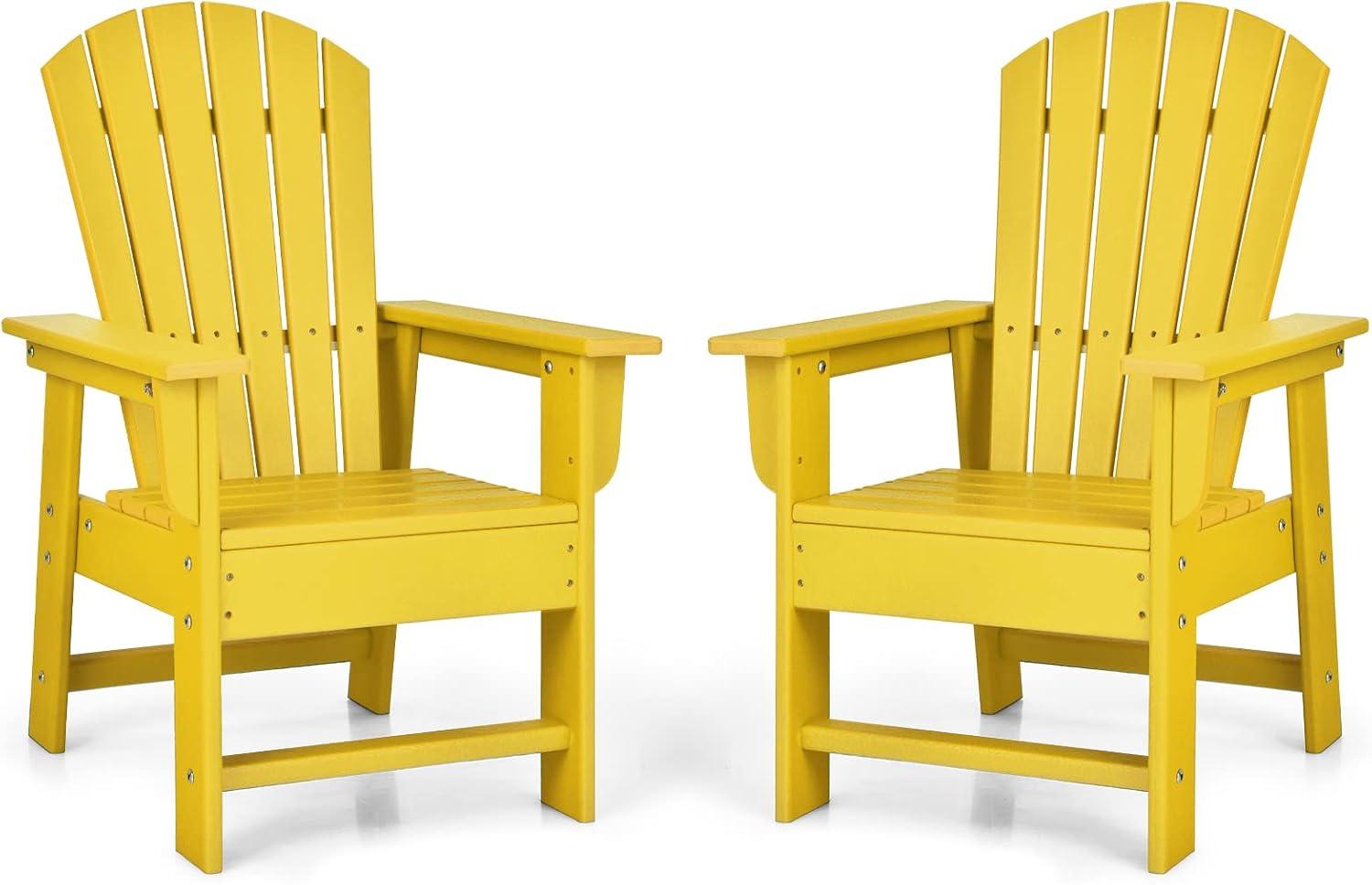 image:imageGiantex Adirondack Chair Kids HDPE Patio Lawn Chair with Ergonomic Backrest for Deck Porch Backyard Poolside Indoor Weather Resistance Toddler Outdoor Chair 4 TurquoiseYellow