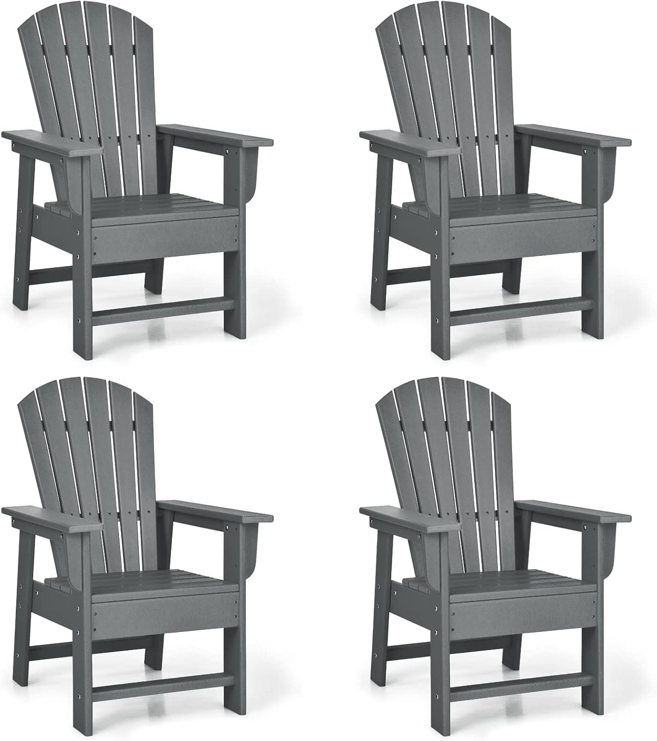 image:imageGiantex Adirondack Chair Kids HDPE Patio Lawn Chair with Ergonomic Backrest for Deck Porch Backyard Poolside Indoor Weather Resistance Toddler Outdoor Chair 4 TurquoiseGrey