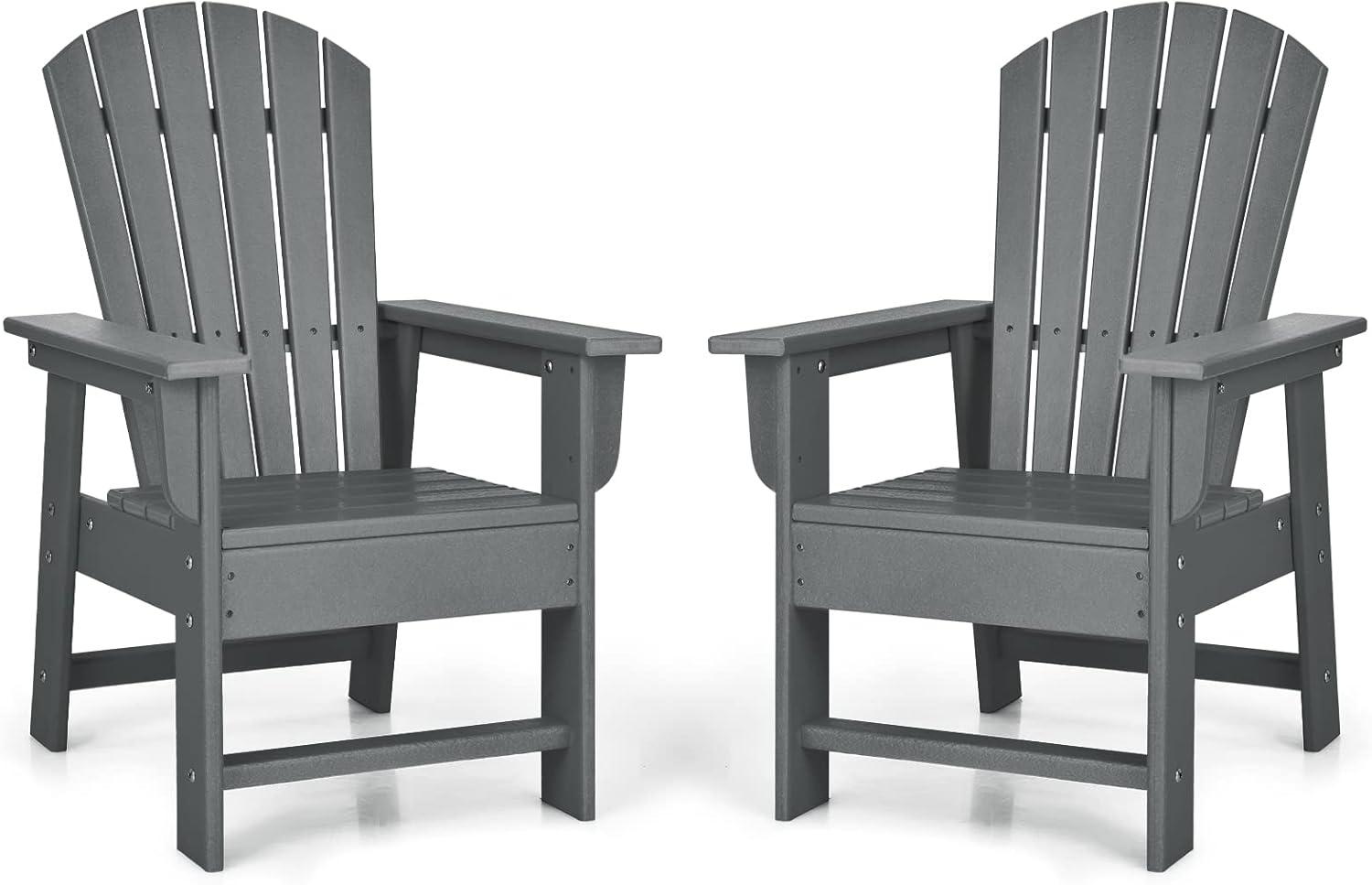image:imageGiantex Adirondack Chair Kids HDPE Patio Lawn Chair with Ergonomic Backrest for Deck Porch Backyard Poolside Indoor Weather Resistance Toddler Outdoor Chair 4 TurquoiseGrey