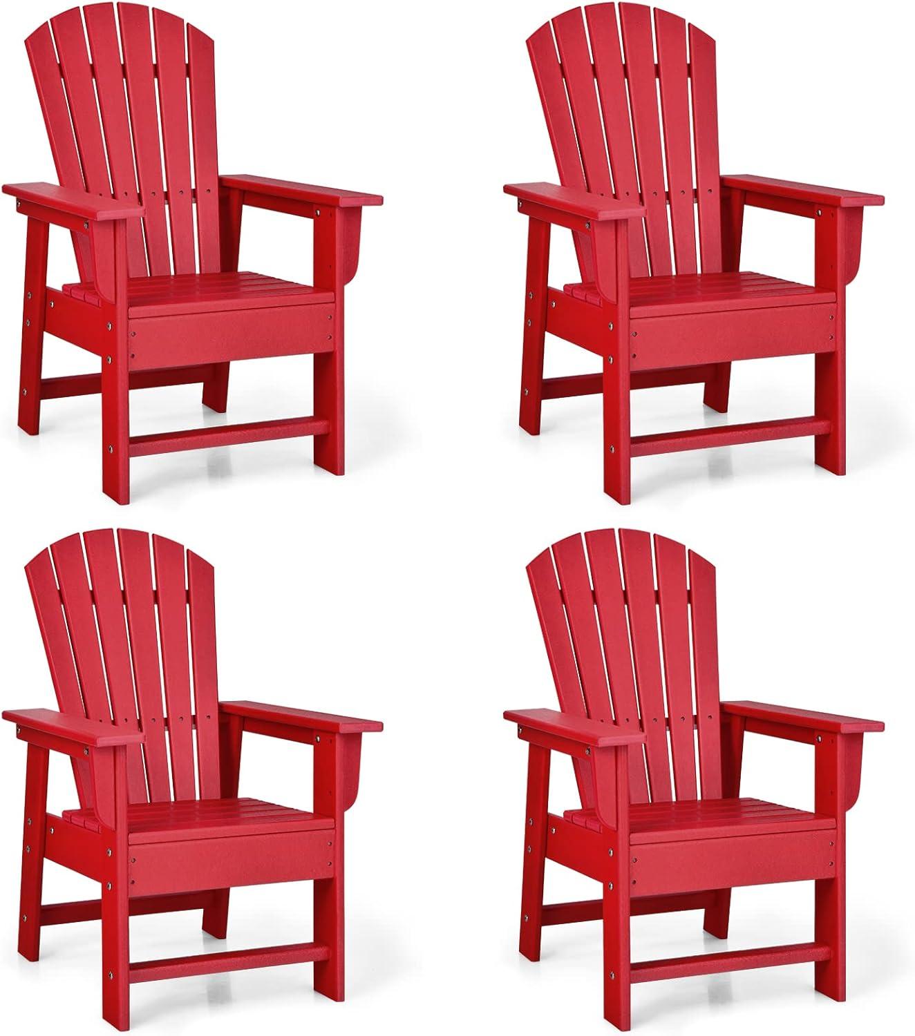 image:imageGiantex Adirondack Chair Kids HDPE Patio Lawn Chair with Ergonomic Backrest for Deck Porch Backyard Poolside Indoor Weather Resistance Toddler Outdoor Chair 4 TurquoiseRed