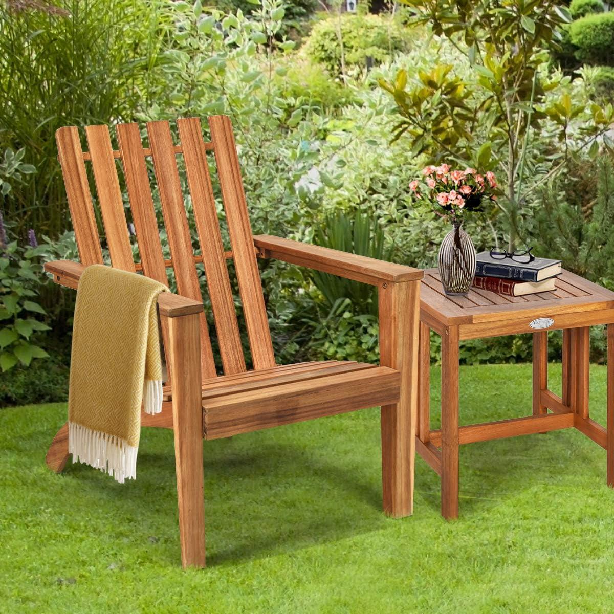 image:imageGiantex Adirondack Chair Set of 4 Acacia Wood Outdoor Chairs 350 lbs Weight Capacity Weather Resistant Campfire Chairs for Lawn Seating Garden Poolside Balcony Patio LoungerWood