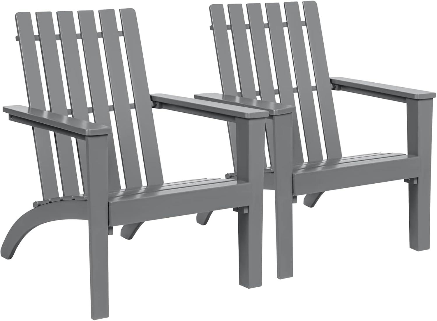 image:imageGiantex Adirondack Chair Set of 4 Acacia Wood Outdoor Chairs 350 lbs Weight Capacity Weather Resistant Campfire Chairs for Lawn Seating Garden Poolside Balcony Patio LoungerGrey