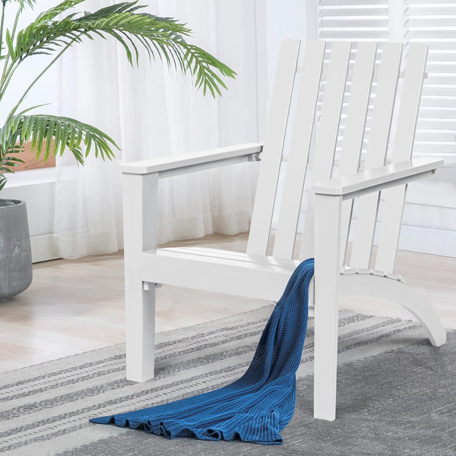 image:imageGiantex Adirondack Chair Set of 4 Acacia Wood Outdoor Chairs 350 lbs Weight Capacity Weather Resistant Campfire Chairs for Lawn Seating Garden Poolside Balcony Patio LoungerWhite