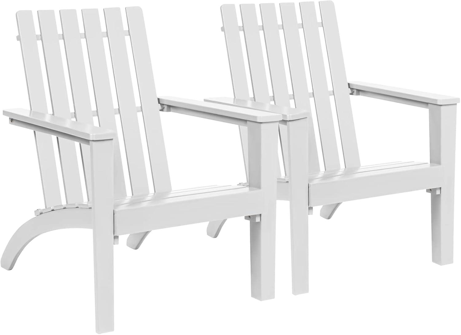 image:imageGiantex Adirondack Chair Set of 4 Acacia Wood Outdoor Chairs 350 lbs Weight Capacity Weather Resistant Campfire Chairs for Lawn Seating Garden Poolside Balcony Patio LoungerWhite