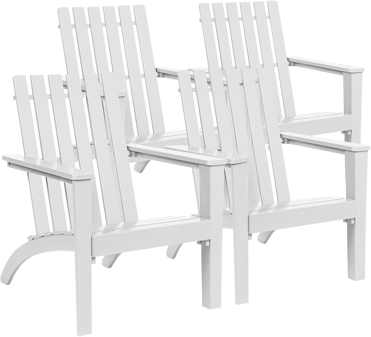 image:imageGiantex Adirondack Chair Set of 4 Acacia Wood Outdoor Chairs 350 lbs Weight Capacity Weather Resistant Campfire Chairs for Lawn Seating Garden Poolside Balcony Patio LoungerWhite