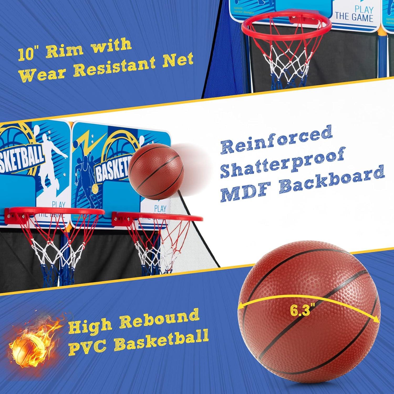 image:imageGiantex Arcade Basketball Hoop for Kids Indoor Outdoor 2 Player Dual Shot Basketball Arcade Game with 4 Balls and Ball Pump Great Gift for Boys and Girls Ages 3