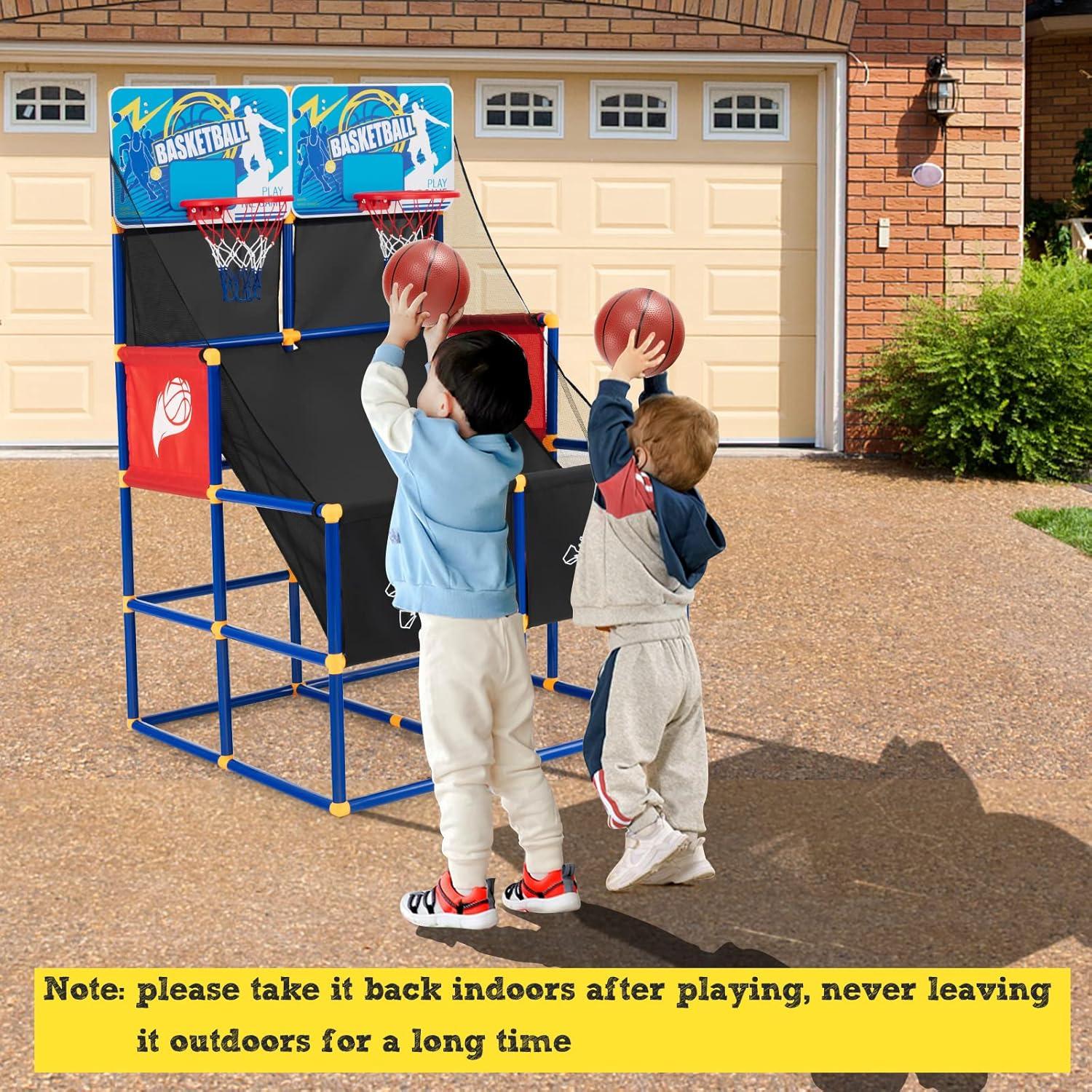 image:imageGiantex Arcade Basketball Hoop for Kids Indoor Outdoor 2 Player Dual Shot Basketball Arcade Game with 4 Balls and Ball Pump Great Gift for Boys and Girls Ages 3