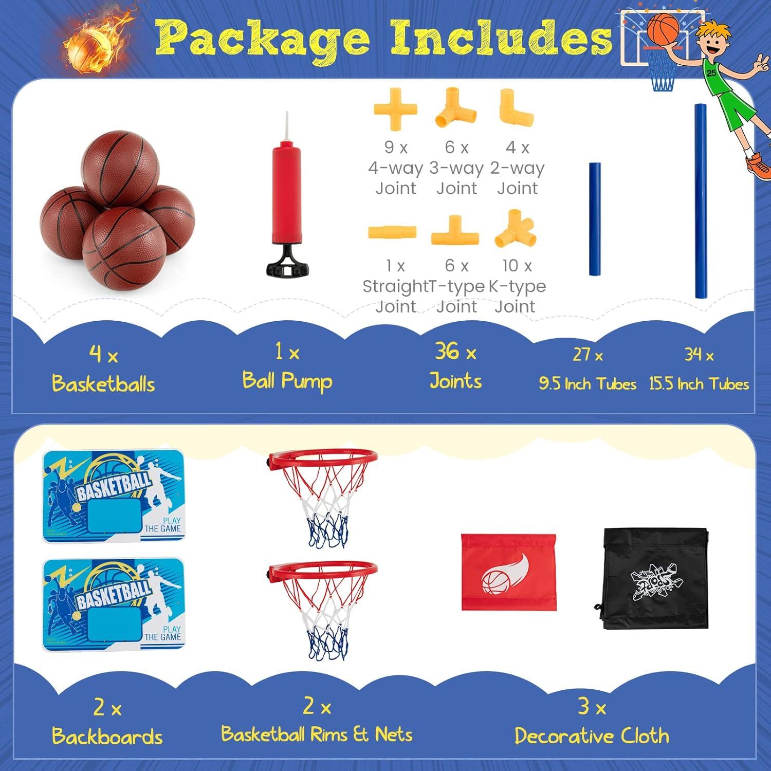 image:imageGiantex Arcade Basketball Hoop for Kids Indoor Outdoor 2 Player Dual Shot Basketball Arcade Game with 4 Balls and Ball Pump Great Gift for Boys and Girls Ages 3