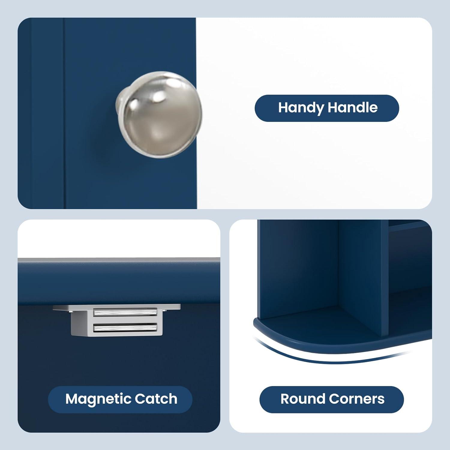 image:imageGiantex Bathroom Medicine Cabinet Wall Mounted Bathroom Mirror Cabinet with Mirrored Door amp 4 Interior Shelves 6 Open Shelves Mounting Hardware SpaceSaving Storage Cabinet WhiteBlue