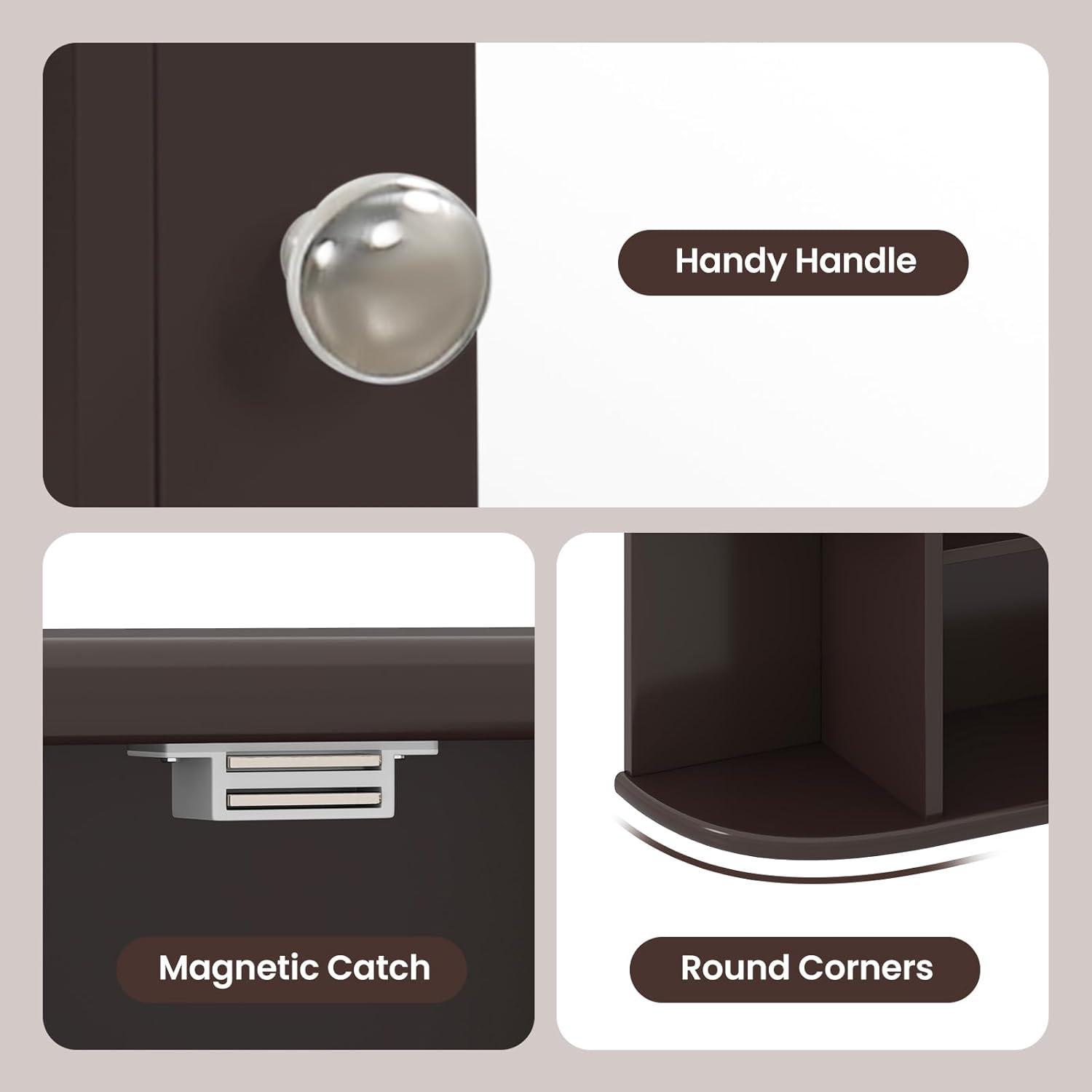 image:imageGiantex Bathroom Medicine Cabinet Wall Mounted Bathroom Mirror Cabinet with Mirrored Door amp 4 Interior Shelves 6 Open Shelves Mounting Hardware SpaceSaving Storage Cabinet WhiteBrown