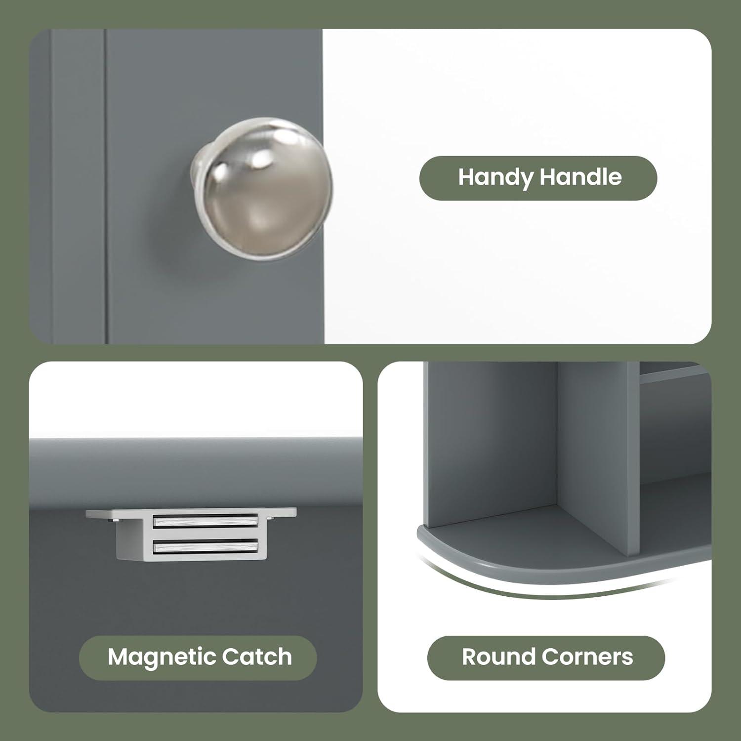 image:imageGiantex Bathroom Medicine Cabinet Wall Mounted Bathroom Mirror Cabinet with Mirrored Door amp 4 Interior Shelves 6 Open Shelves Mounting Hardware SpaceSaving Storage Cabinet WhiteGrey