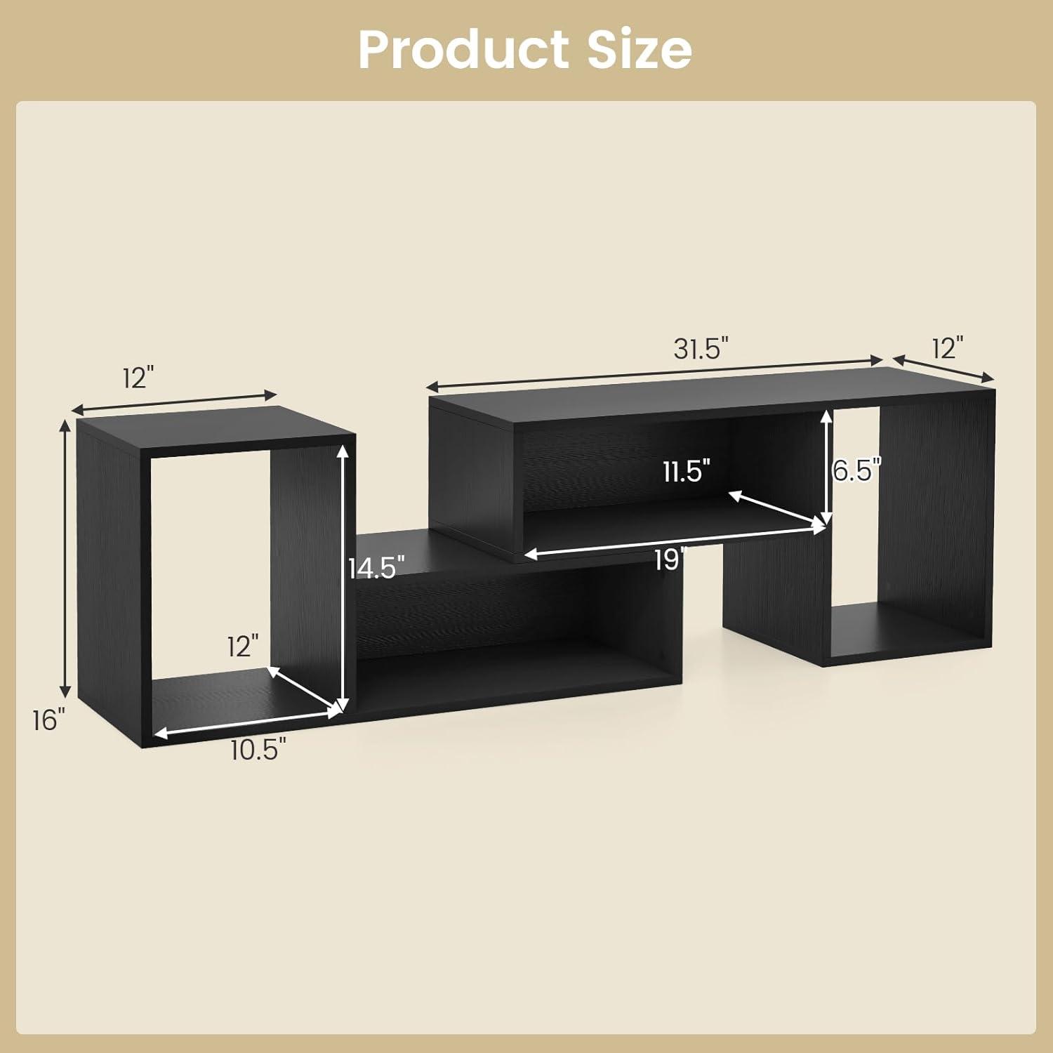 image:imageGiantex Bookshelf TV Stand for TVs up to 55 2 Pieces FreeCombination Entertainment Center with Storage Cubes Modern Media TV Console Table Open Storage Bookcase for Living Room Bedroom WhiteBlack