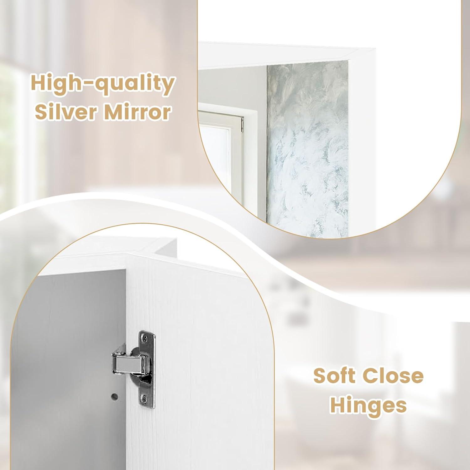 image:imageGiantex Corner Medicine Cabinet 235 Over The Toilet Storage Cabinet with Mirror Door Adjustable Shelf Clear Reflection SpaceSaving Mirrored Cabinet Bathroom Wall Cabinet for Entryway BrownWhite