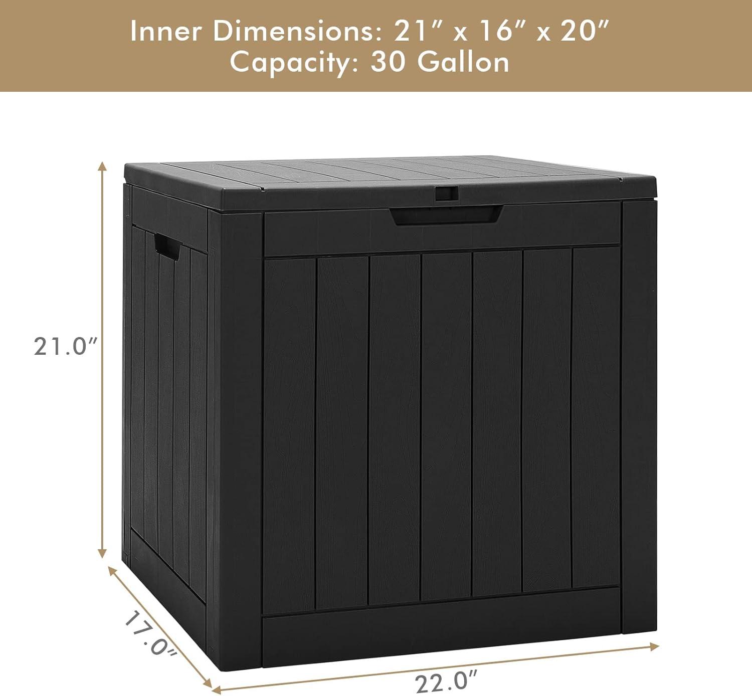 image:imageGiantex Deck Boxes Outdoor Waterproof 30 Gallon Patio Storage Box with Lockable Lid Builtin Handles Storage Bin for Poolside Package Delivery Cushions Garden Tools Outside Storage Box BrownBlack